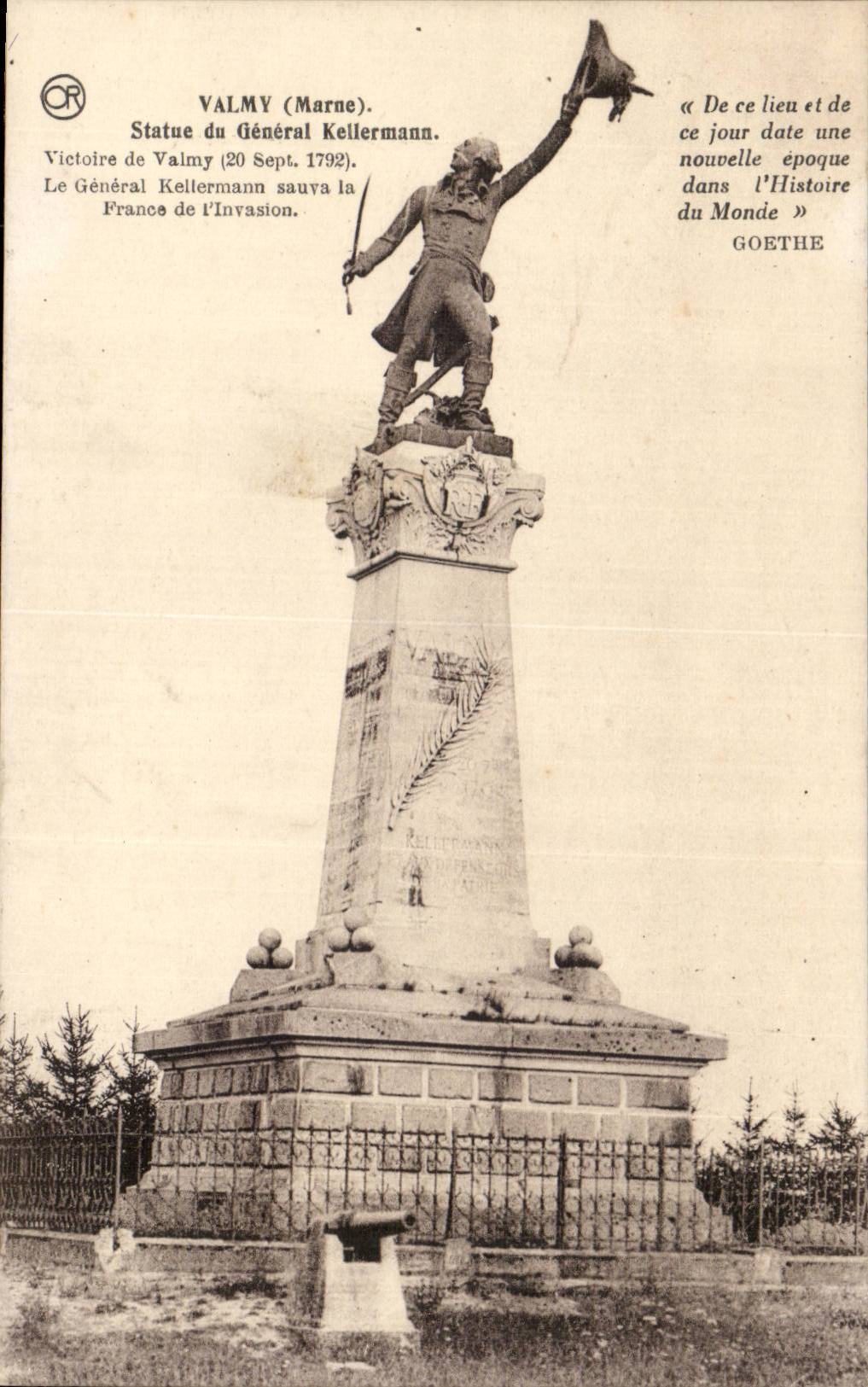 Valmy CPA Statue of general Kellermann