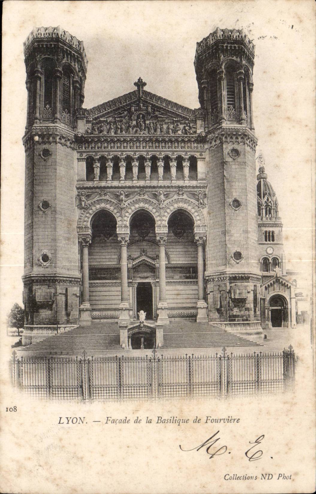Lyon - Front der Basilika von Fourviere - CPA