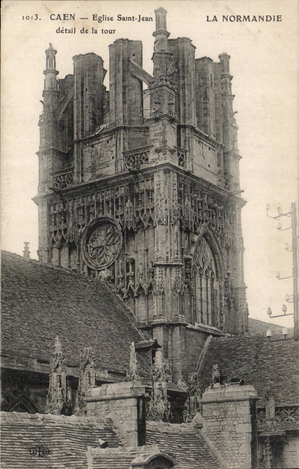 CPA Caen Eglise Saint Jean detail de la tour