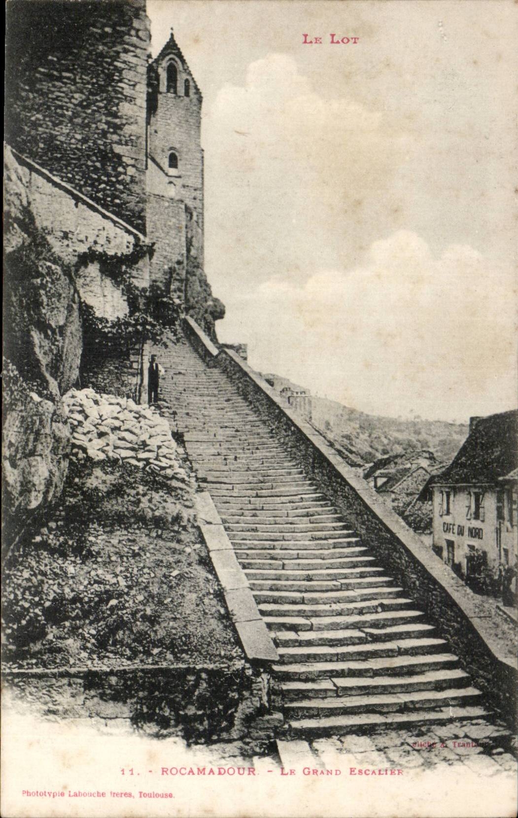 Le Lot CPA Rocamadour Le grand escalier