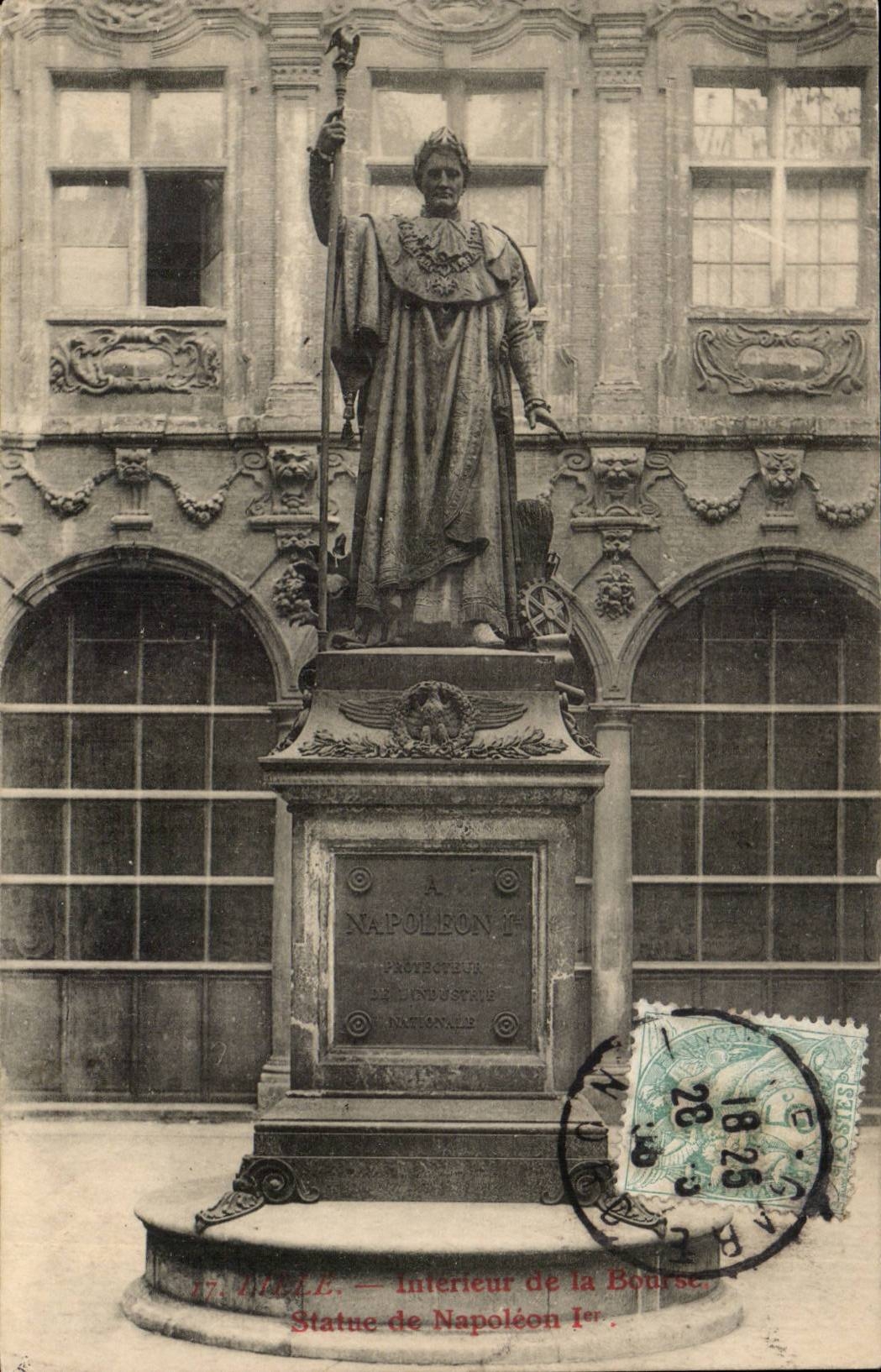 Interior Lille CPA of the Stock Exchange Statue of Napoleon 1st