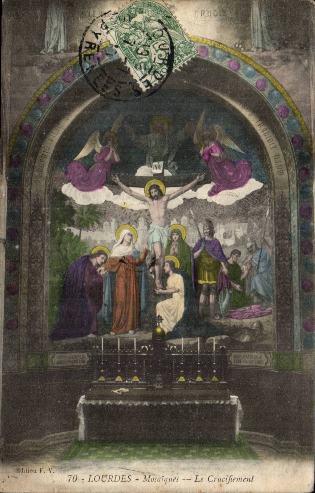 Lourdes Mosaic CPA crucifixion