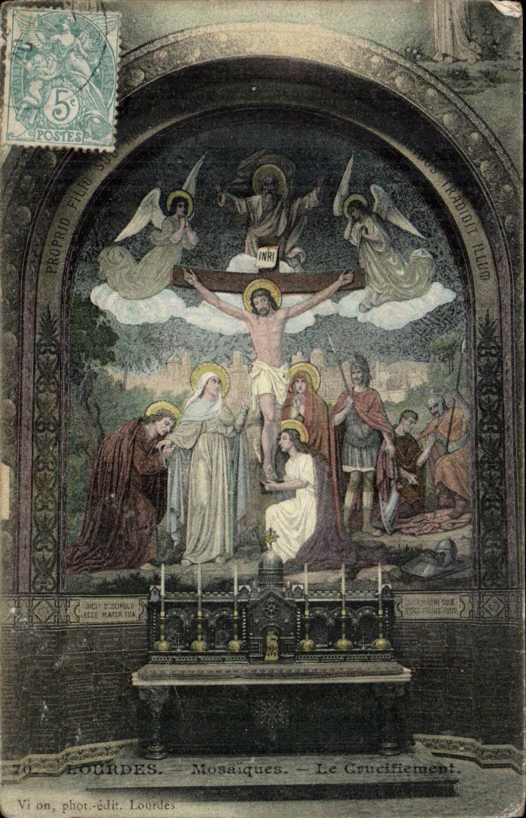 Lourdes Mosaic CPA crucifixion