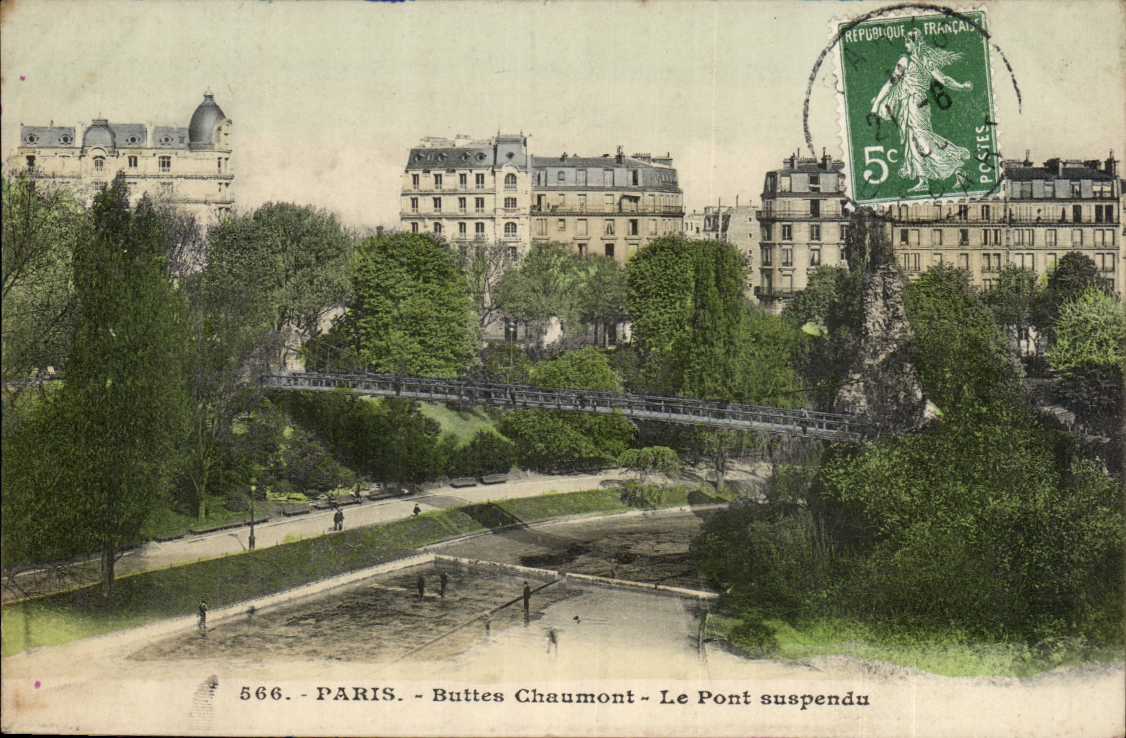Paris CPA Chaumont Hillocks the suspended bridge