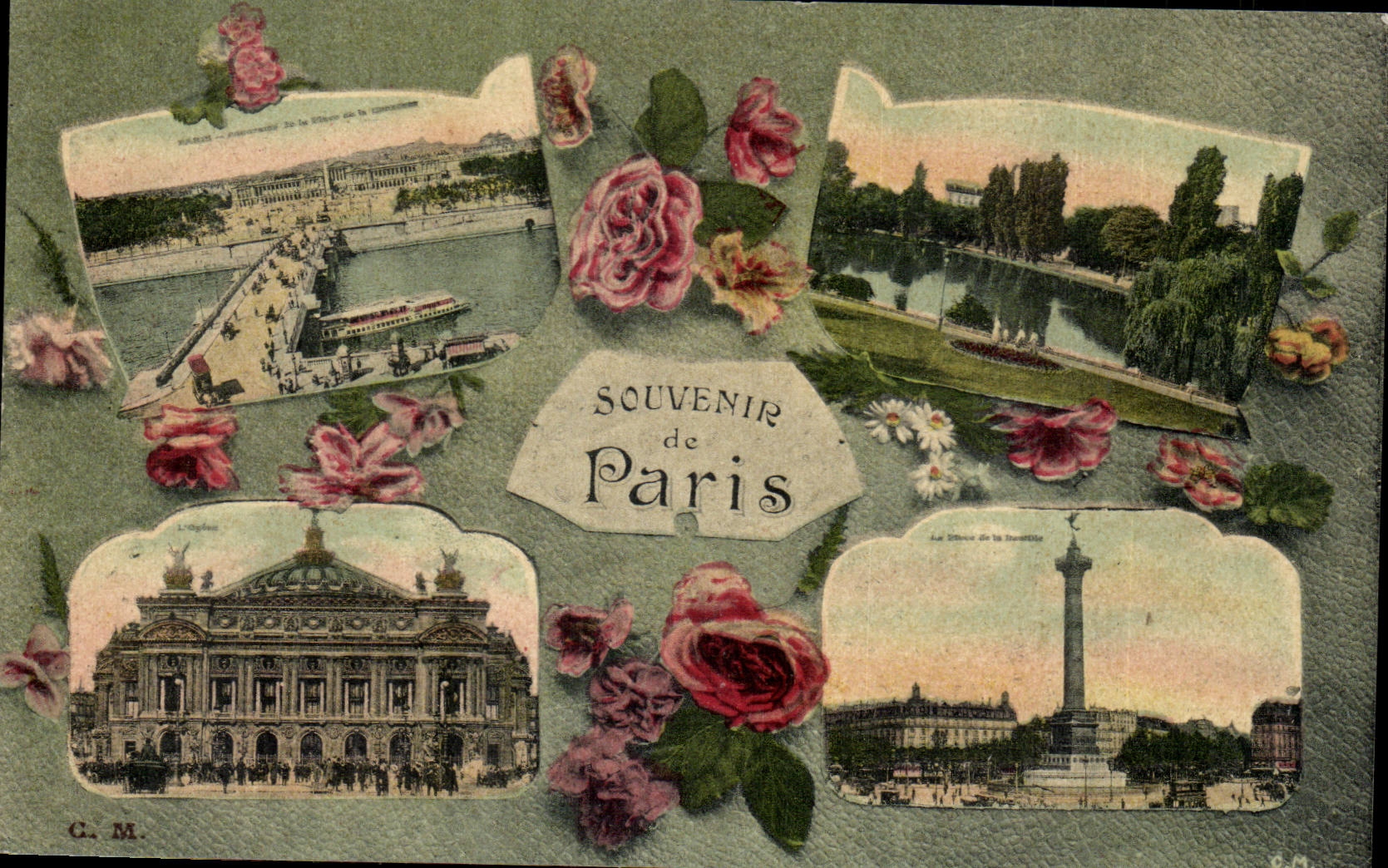 Paris CPA Souvenir (opera Bastille Pont Alexandre III)