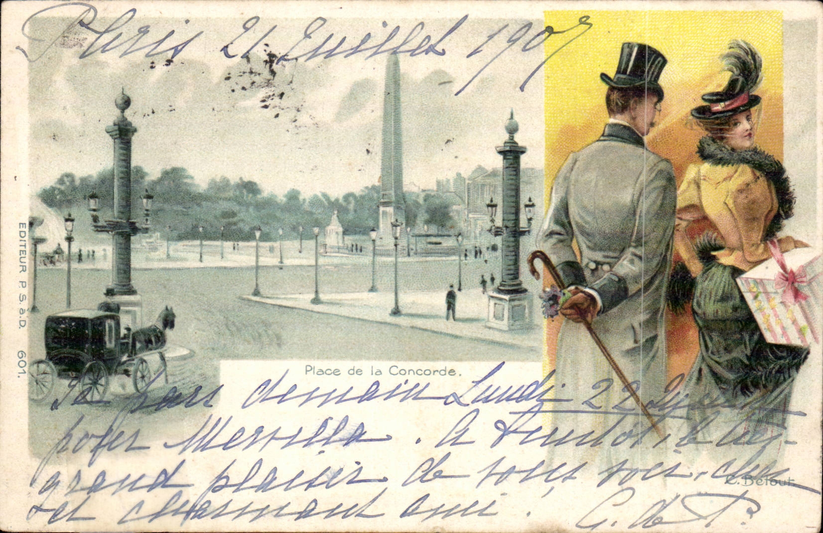 Paris CPA Places Harmony (man elegant)