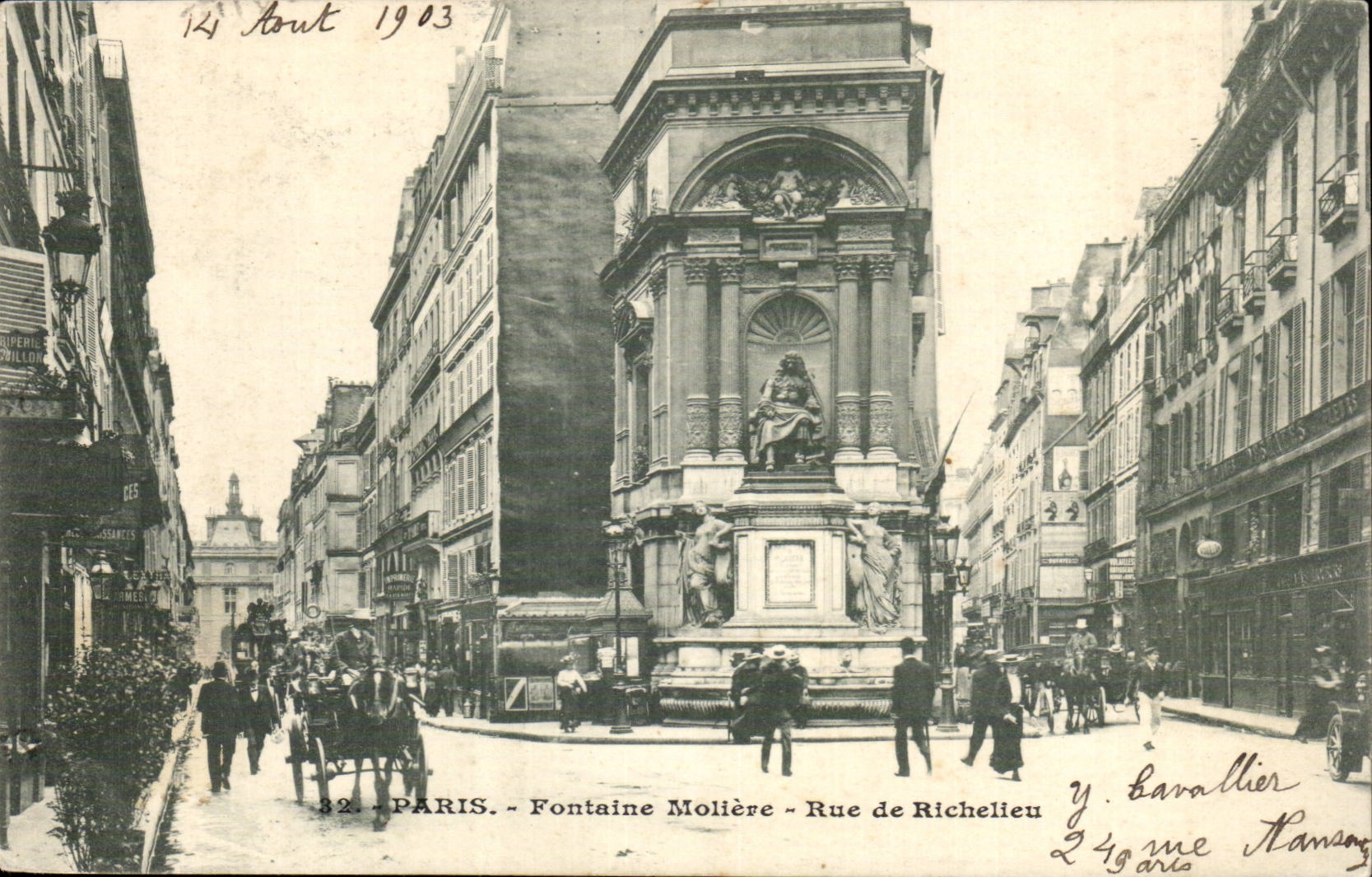 Paris CPA Rue de Richelieu Fontaine Moliere