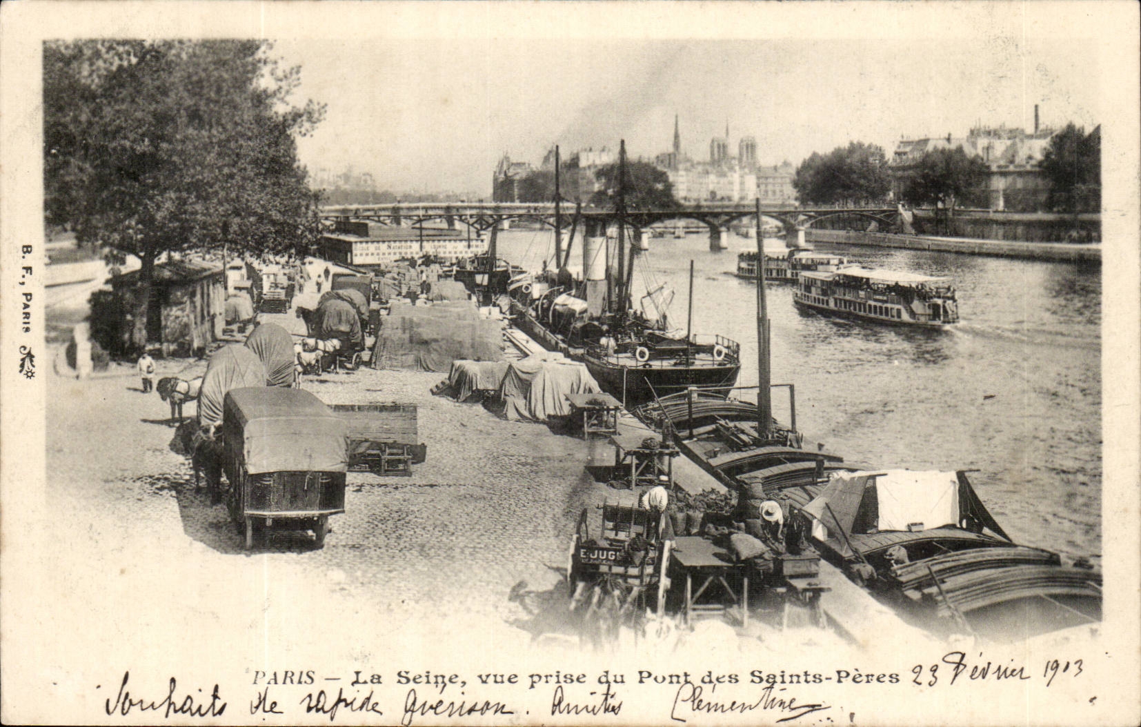 Paris CPA La Seine vue prise du pont des Saints Peres