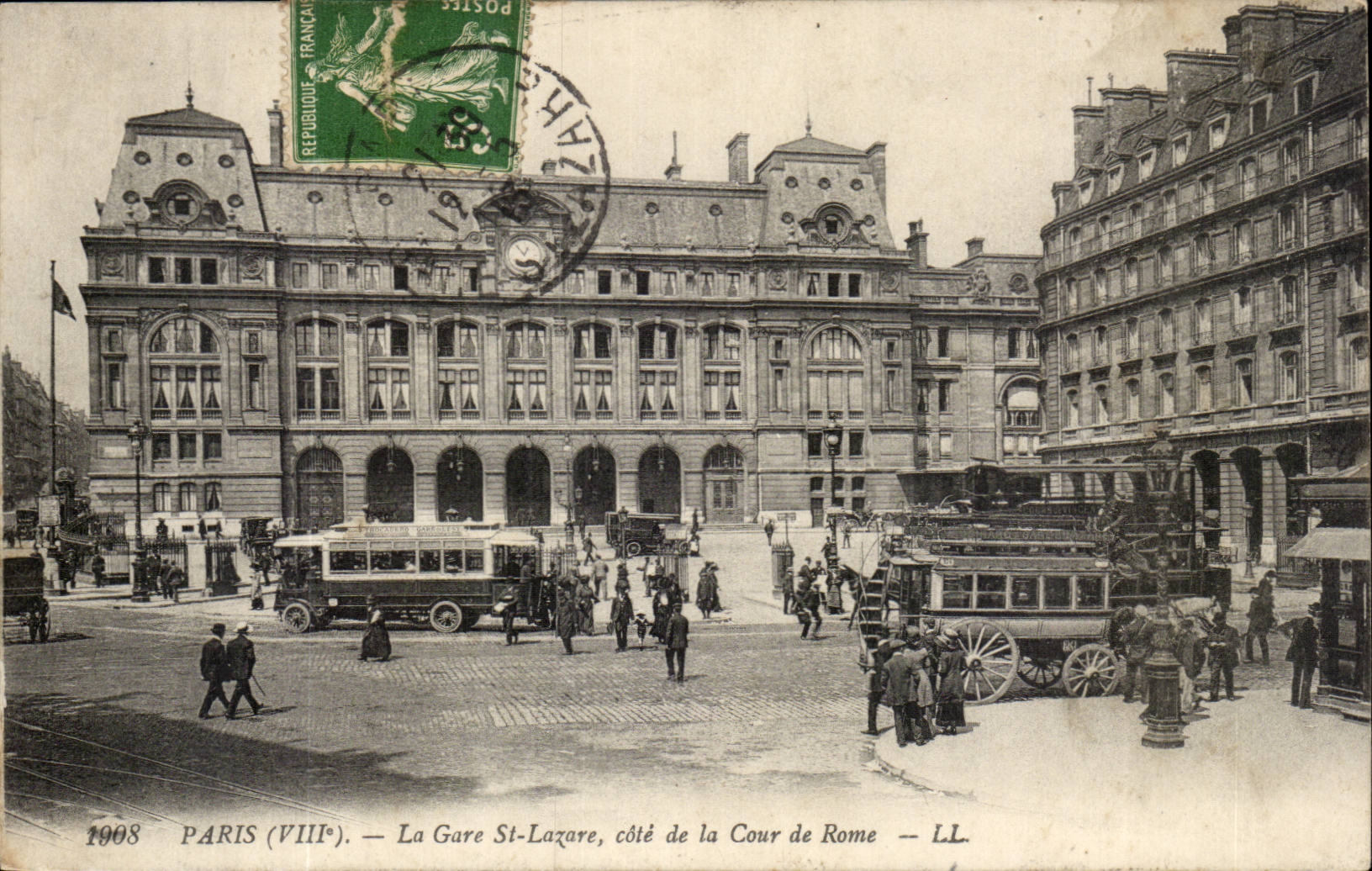 Paris CPA Train station St Lazare dimensions Court of Rome