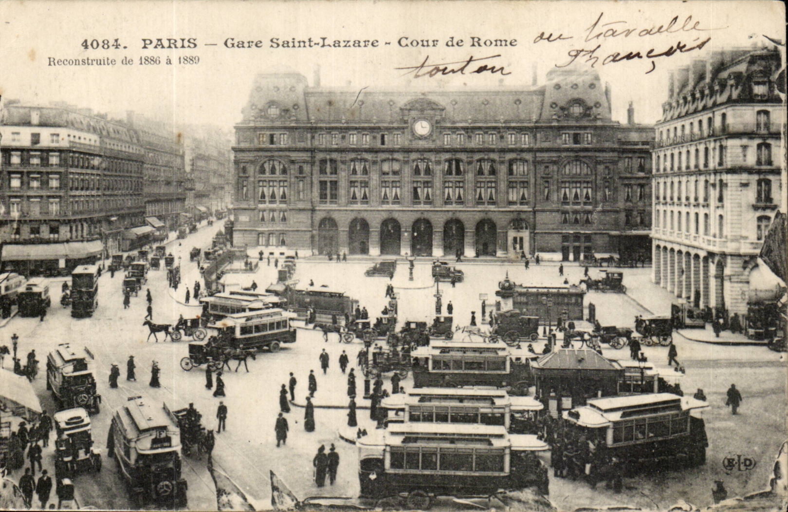 Paris CPA Gare Saint lazare Cour de rome
