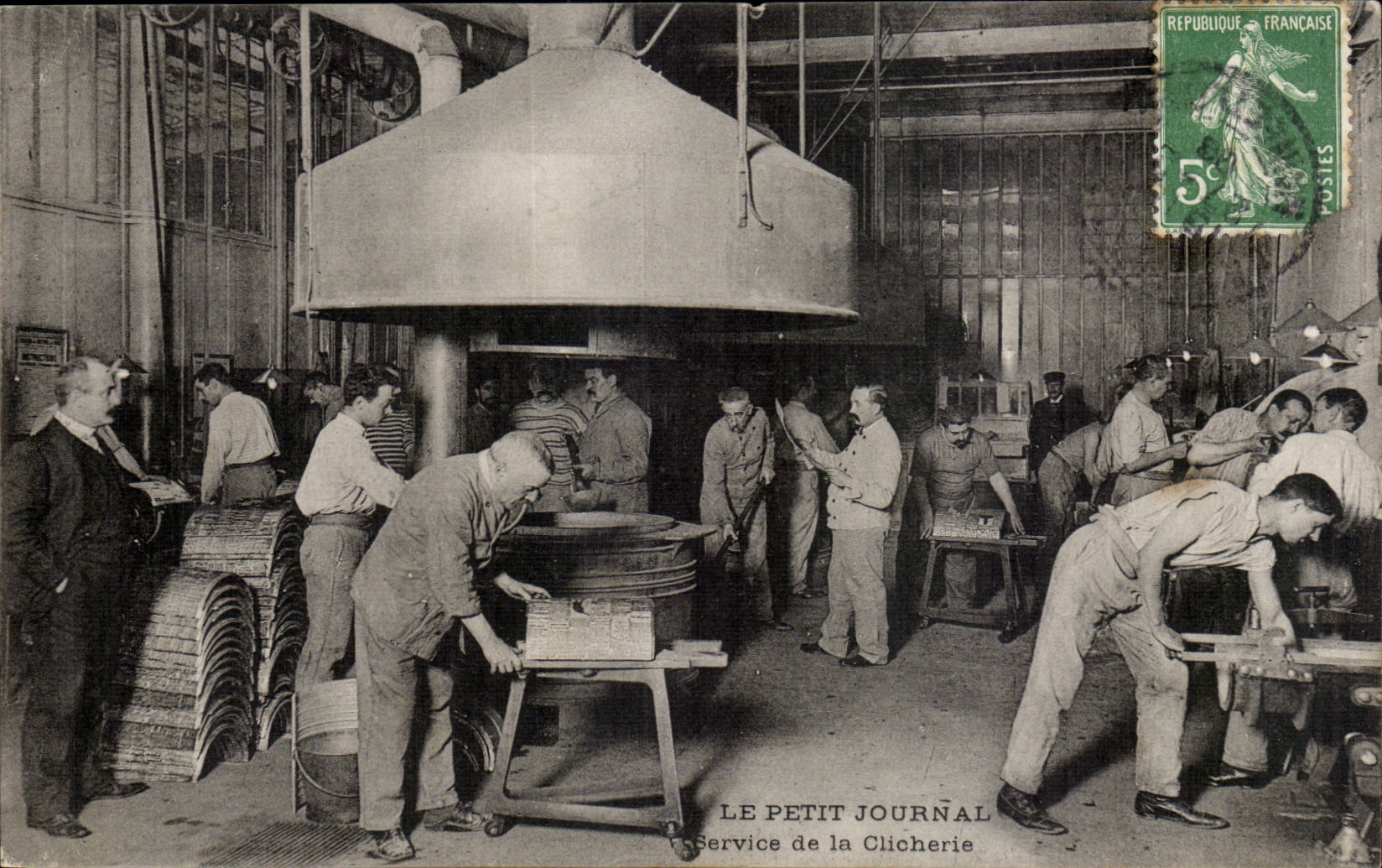 Paris CPA the Small Newspaper Service of stereotype room TOP (newspaper presses media)