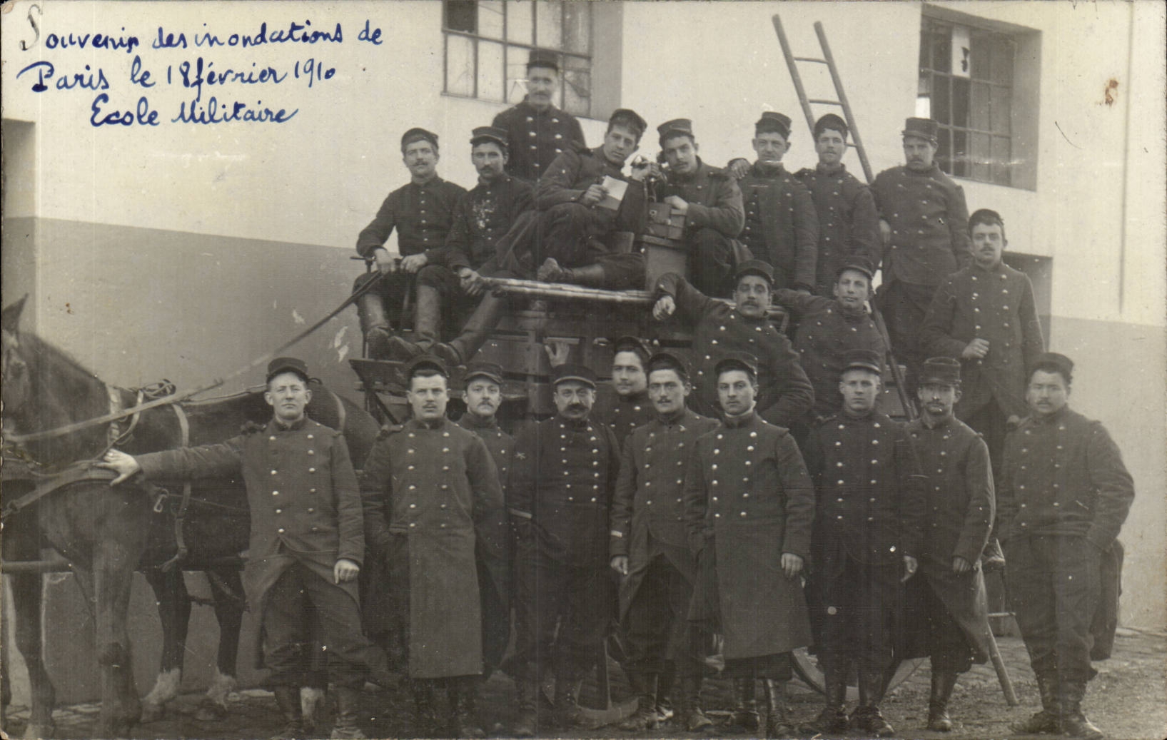 Paris CPA Floods of Paris January 29th 1910 Real photo Souvenir Military academy TOP