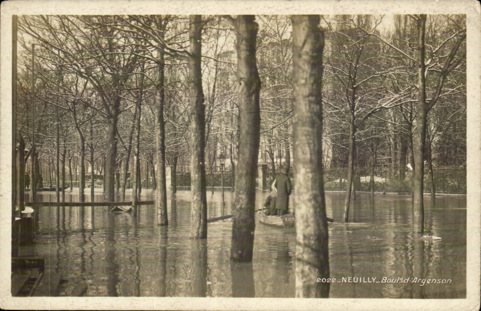 Neuilly CPA Boulevard Argenson Inondations Janvier 1910