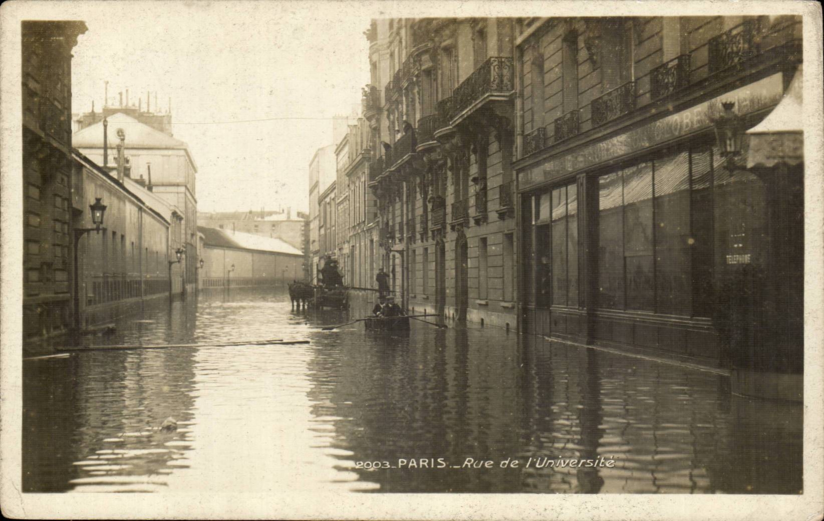 Paris CPA Street of the university Floods 1910