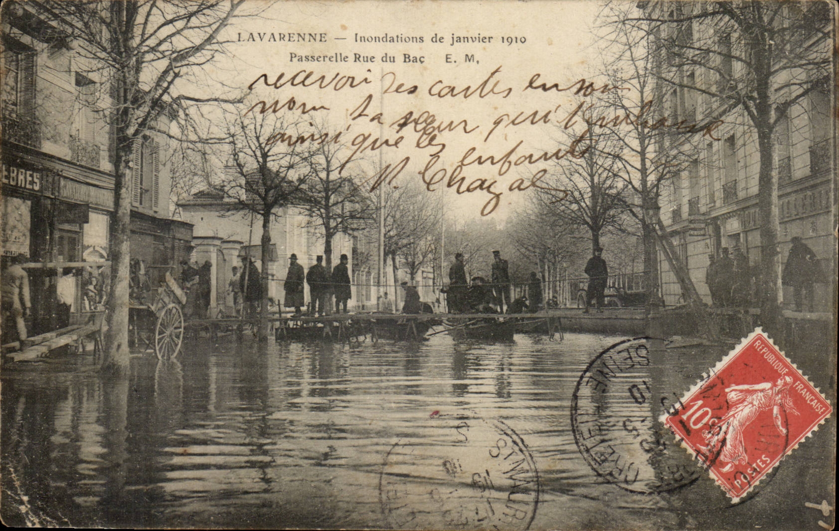 Lavarenne CPA Inondations 1910 Rue du pont Passerelle rue du bac