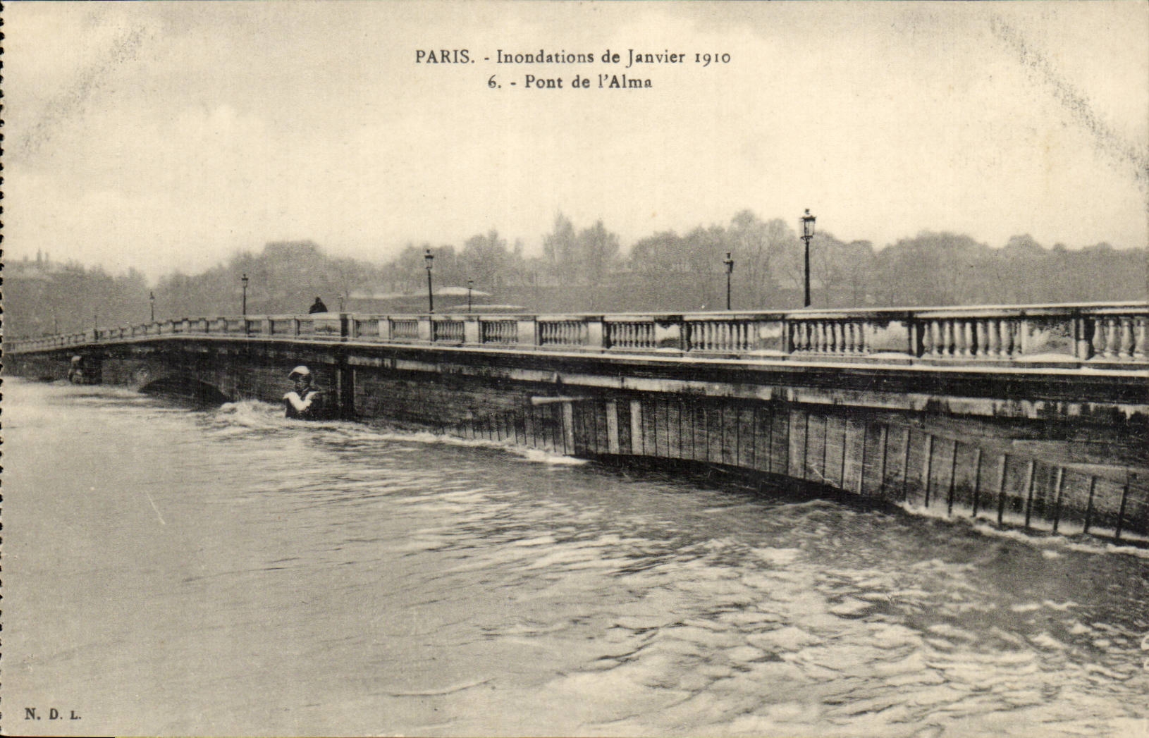 Paris CPA 1910 Pont Floods of Alma