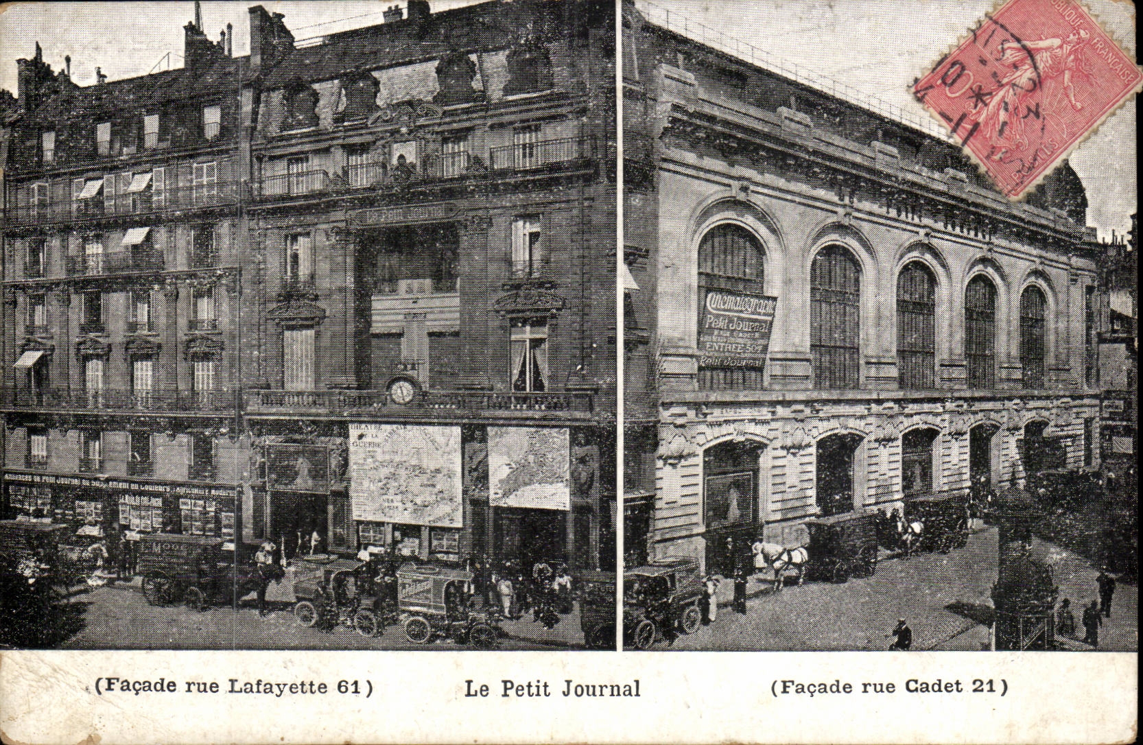 Paris CPA Facade rue Lafayette Le Petit Journal (presse media) rue CAdet