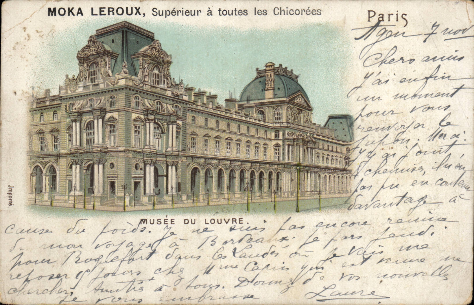 Paris CPA Musee du Louvre Moka leroux Superieur a toutes les chicorees