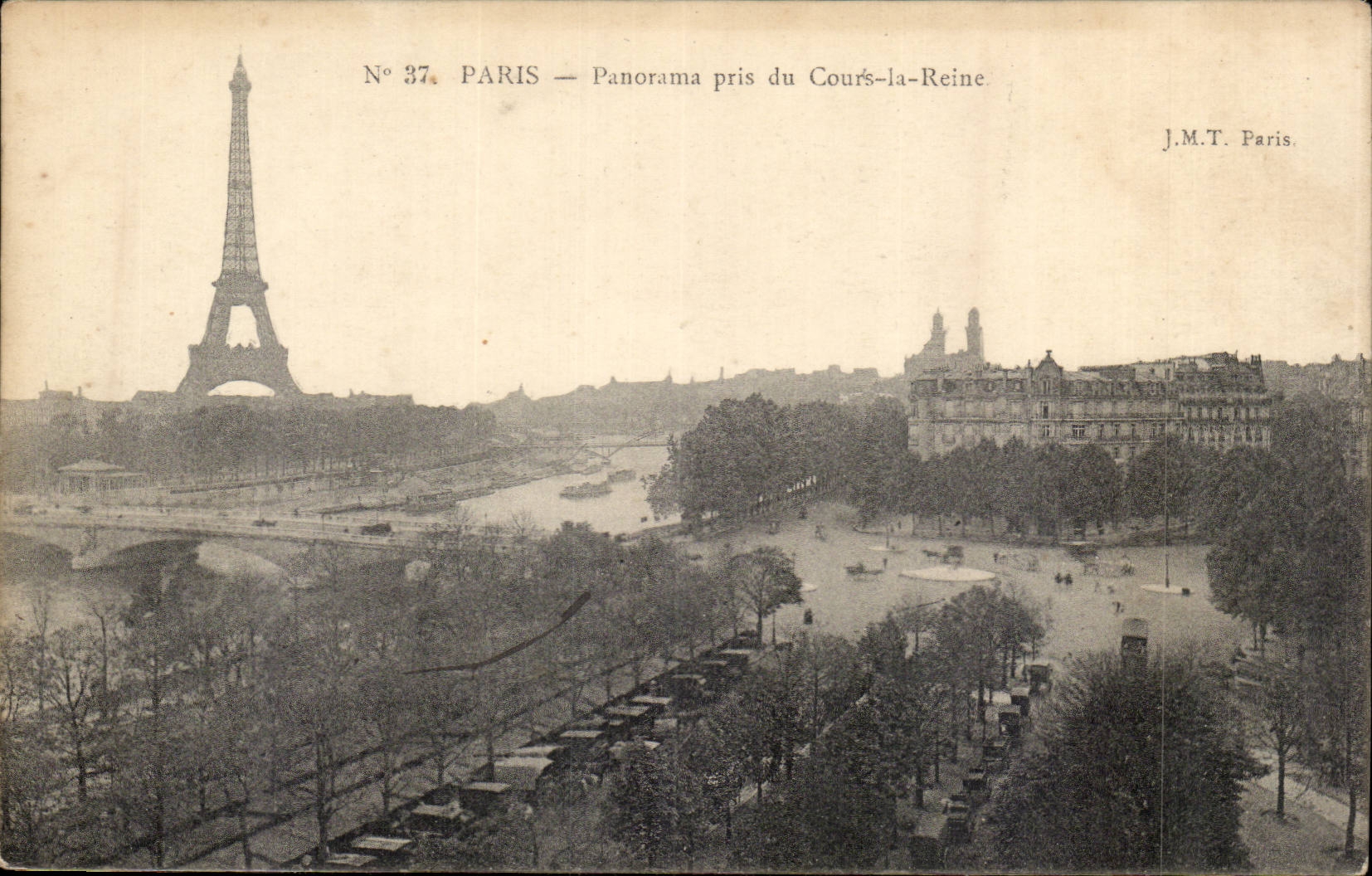 Paris CPA Panorama taken of the Course the queen