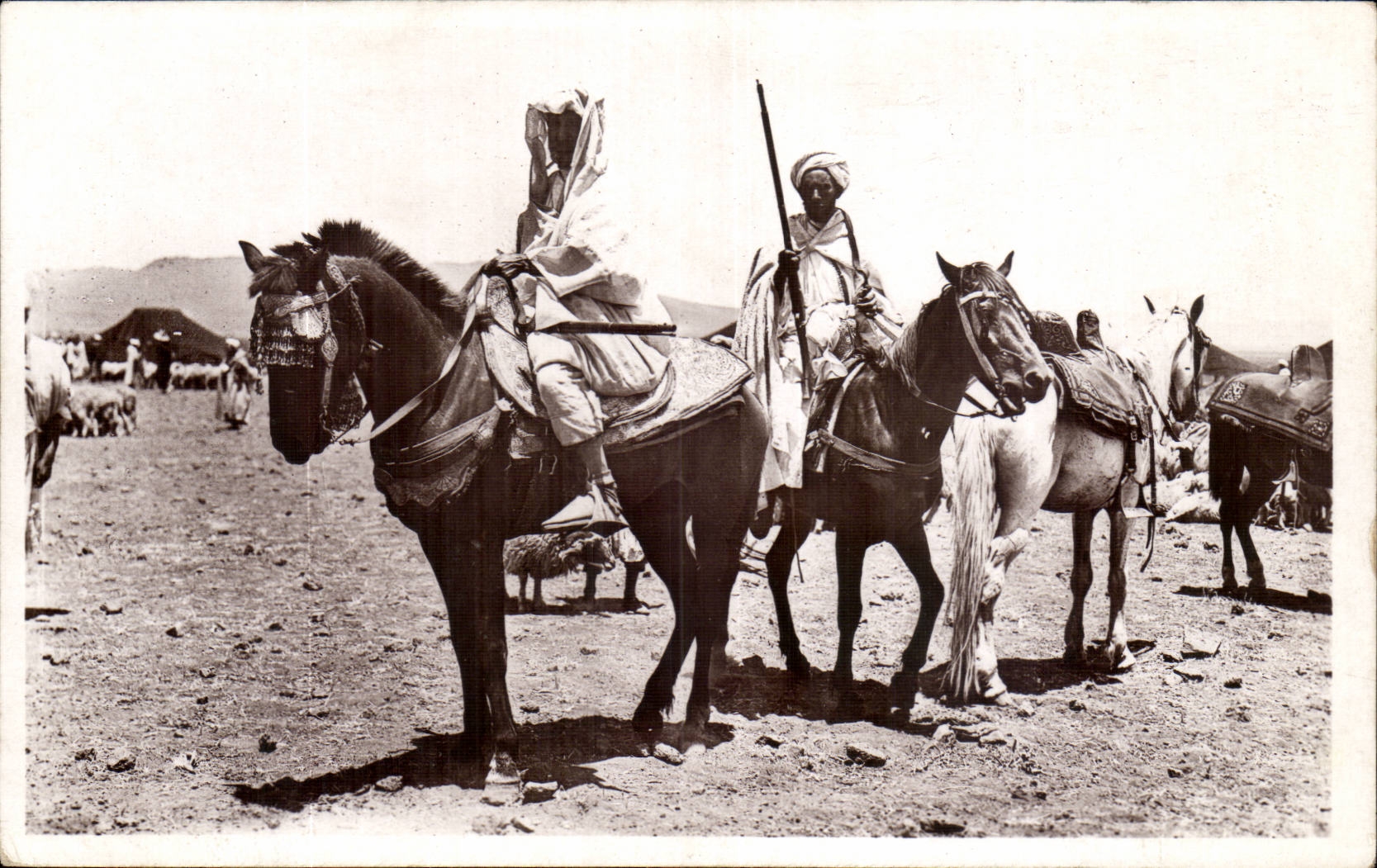 Szenen- und Reitstandards Algerien-CPA des Sudens