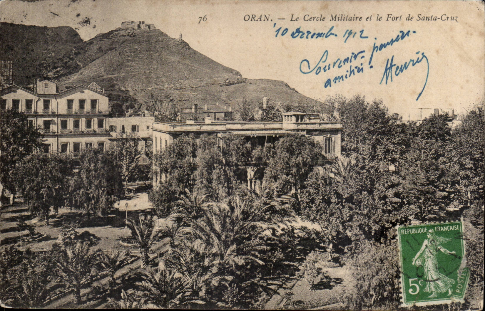 Algeria Oran CPA the military circle and the fort of SAnta Cruz