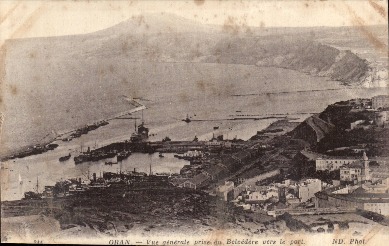 Algeria Oran CPA View taken of the View-point towards the port