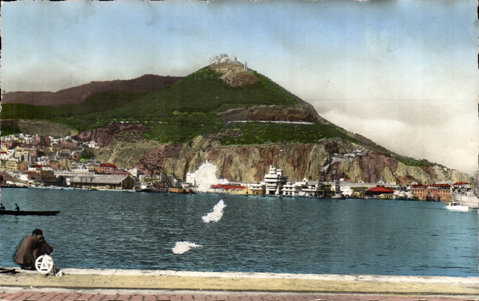 Algeria Oran CPA the old port and the mountain of Santa Cruz