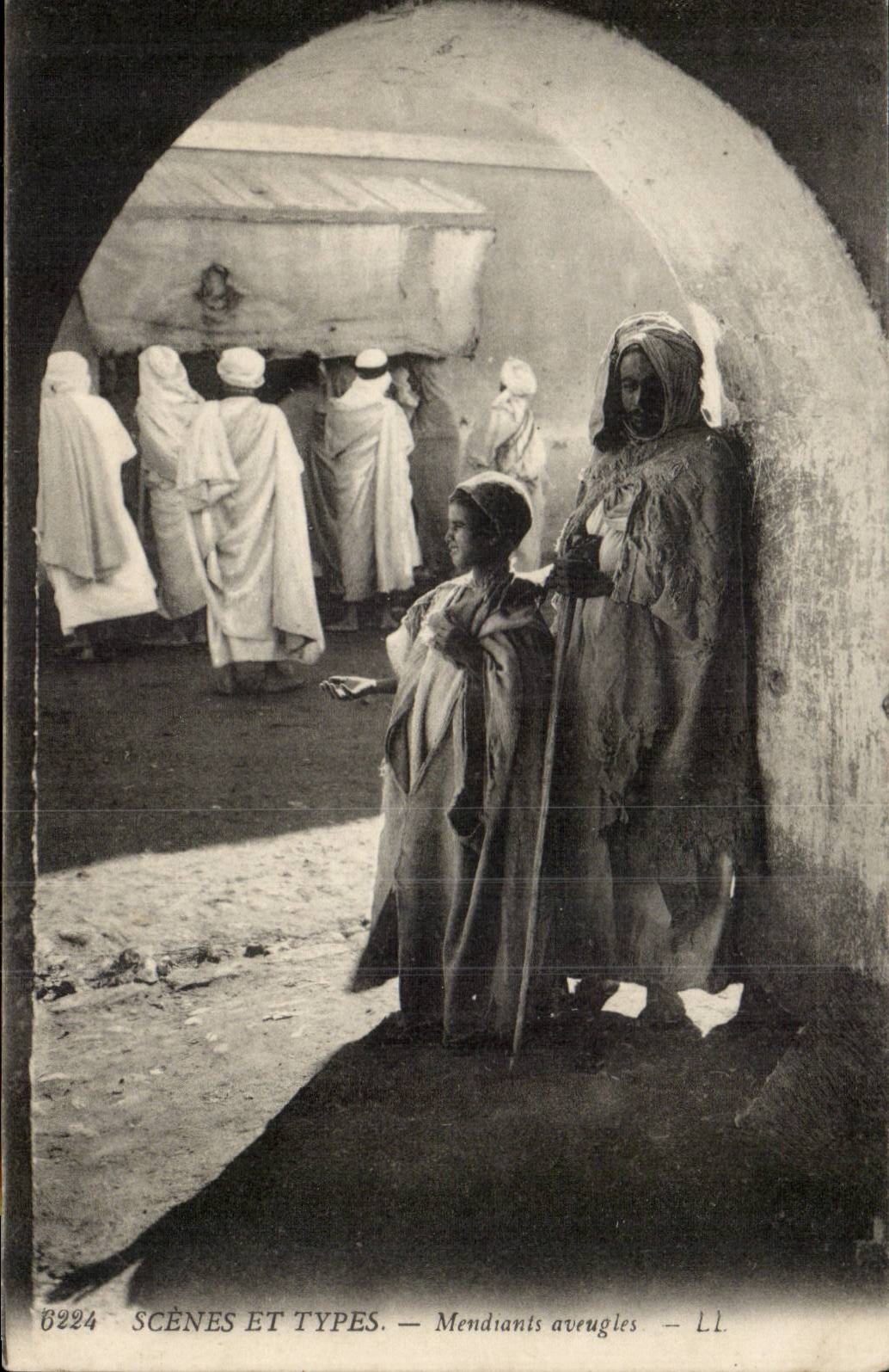 Szenen Algerien-CPA und blinde Standardbettler