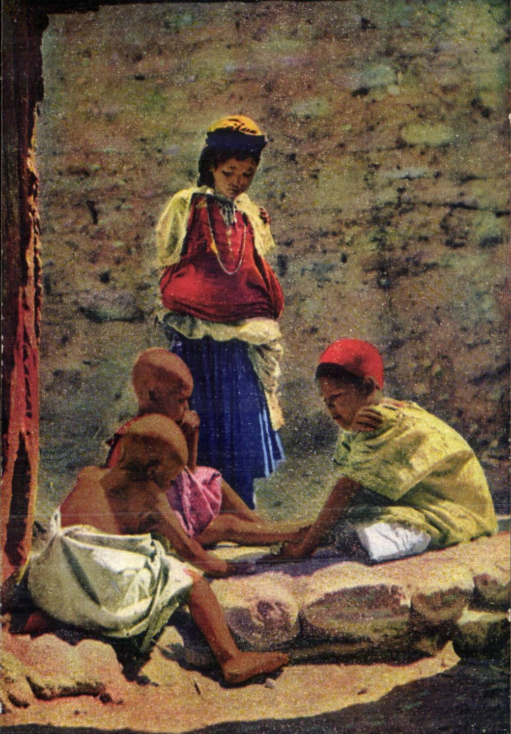 Algeria CPA Scenes and standard Arab Children playing