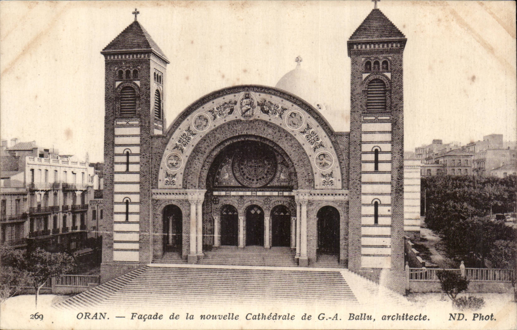 Algeria Oran CPA Frontage of the new GA cathedral Ballu architect
