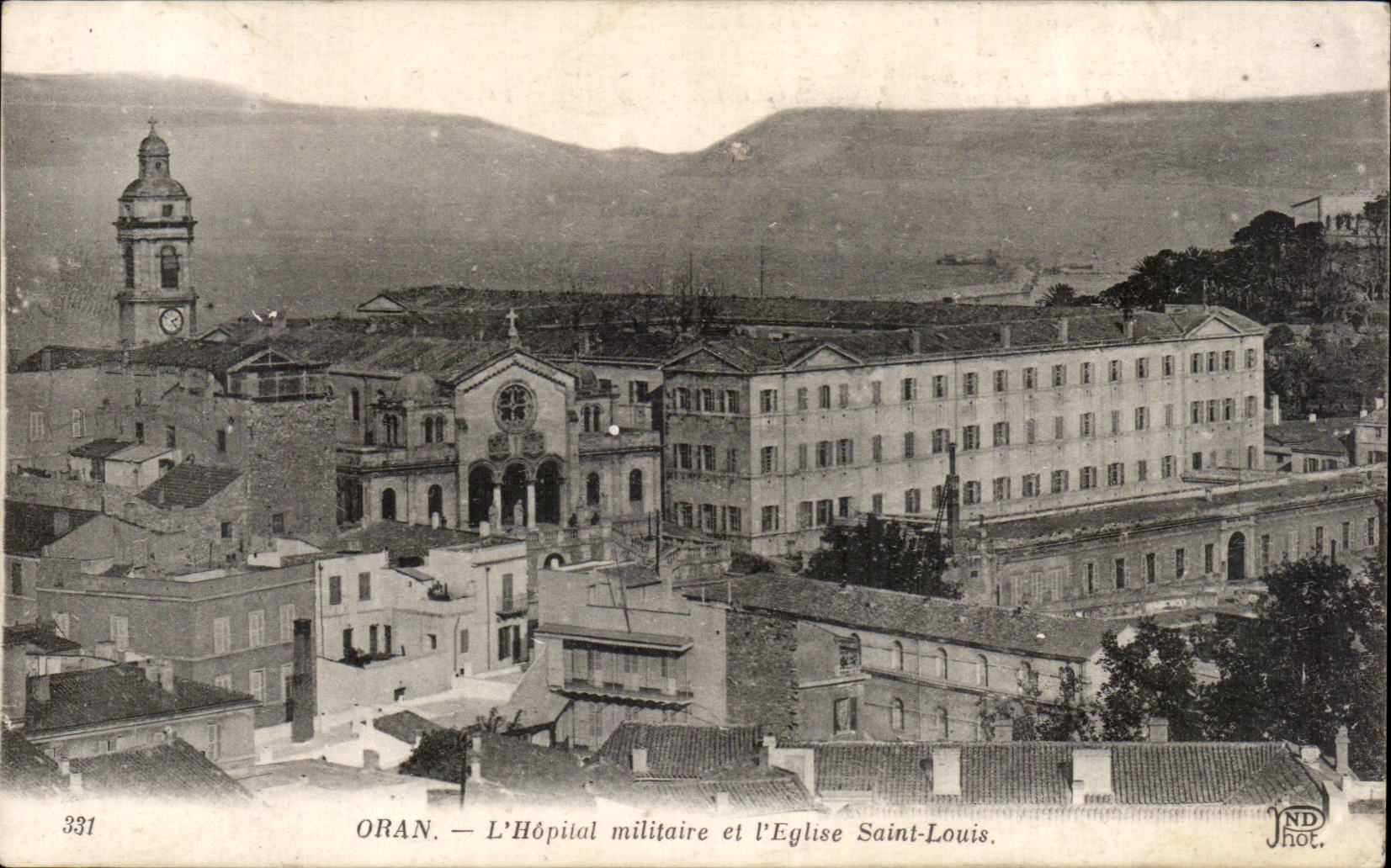 Algeria Oran CPA the military hospital and the church Saint Louis