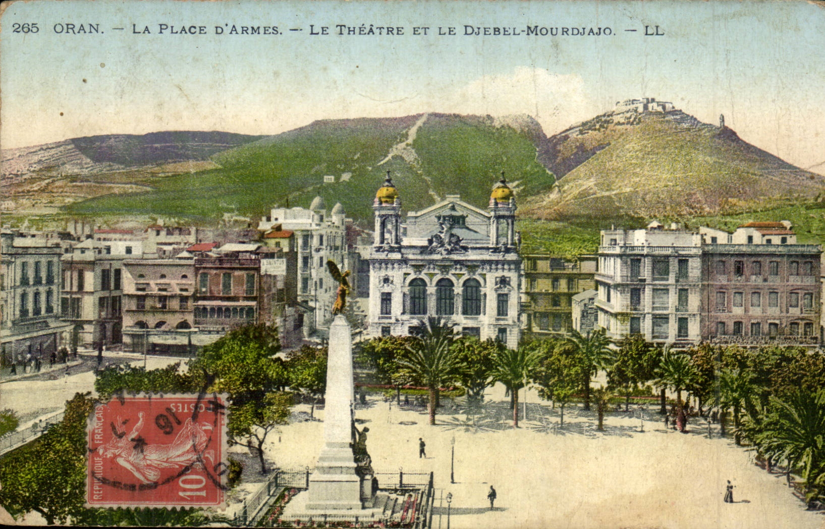 Algeria Oran CPA the place of weapons the theater and Djebel Mourdjajo