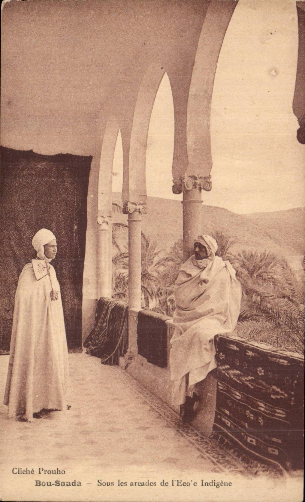 Algeria Bou Saada CPA Under the arcades of the indigenous school