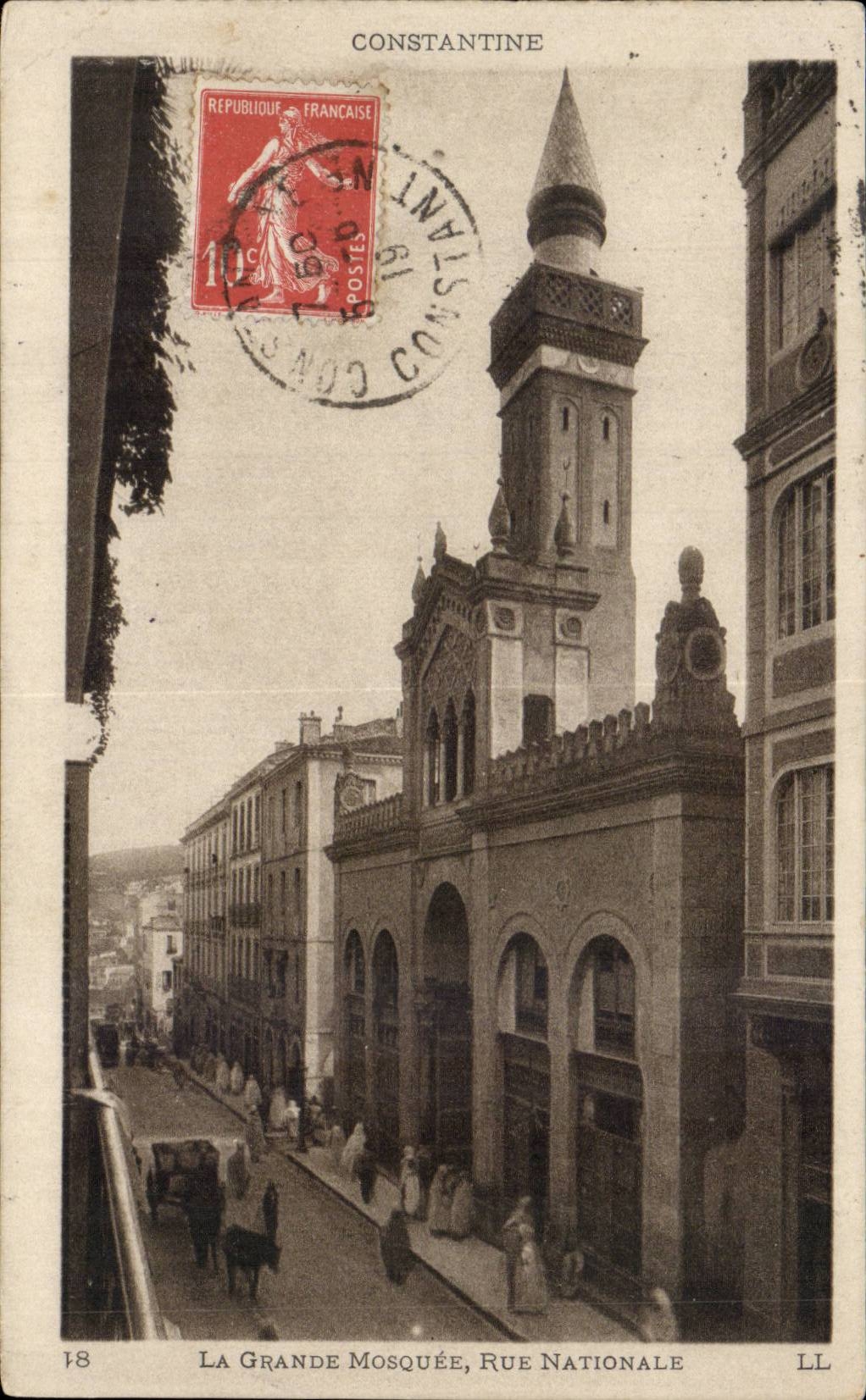 Constantine - Algerien - Afrika - grosse Moschee-nationale Strasse - CPA