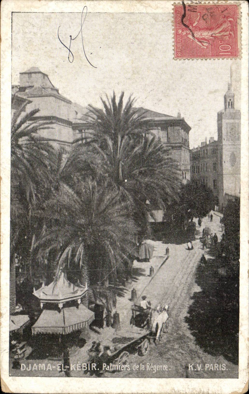 Algeria CPA Djama el Kebir Palm trees of Regency