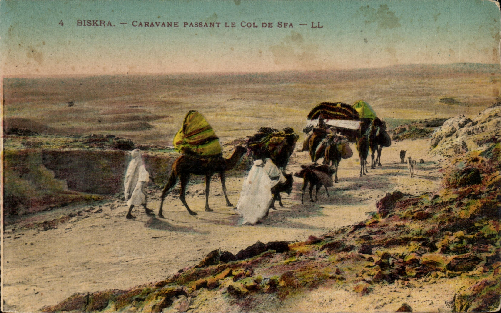 Wohnwagen Algerien-Biskra Constantine CPA der den Kragen von Sfa fuhrt