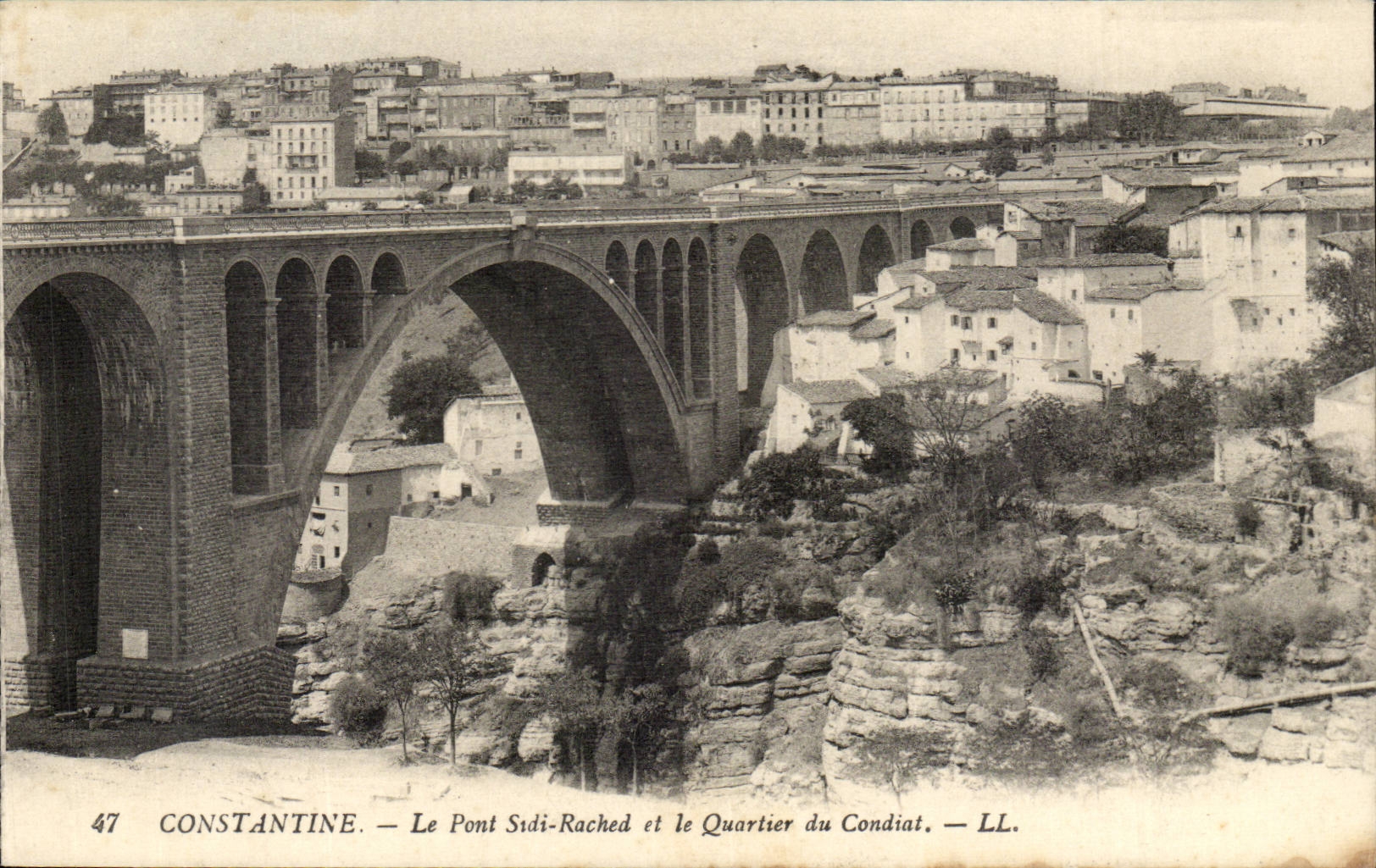 Algeria CPA Biskra Constantine the bridge Sidi Rached and the district of Condiat