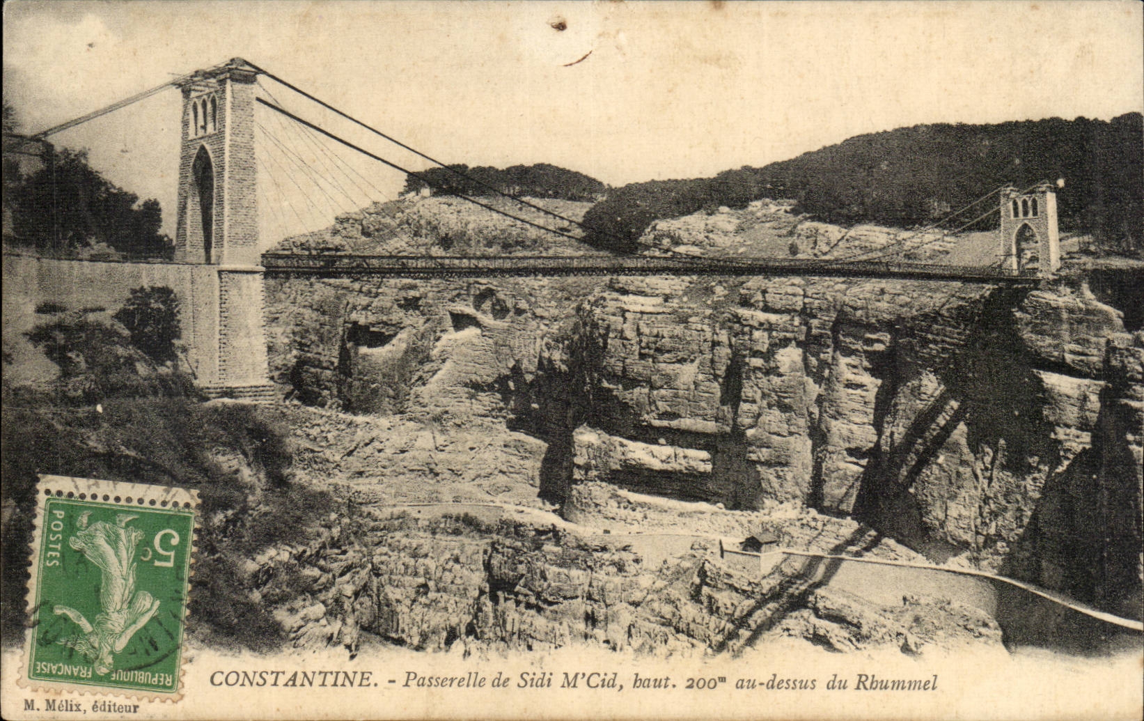 Algeria CPA Biskra Constantine Footbridge of Sidi Mr Cid to the top of Rhummel