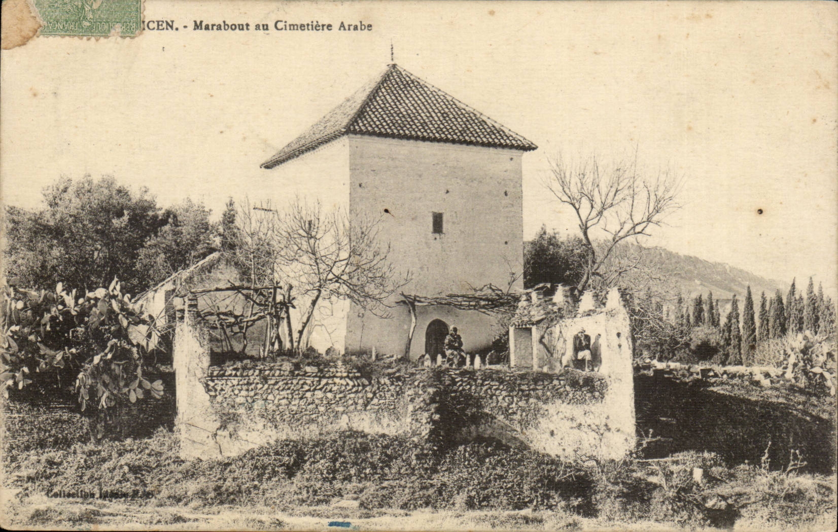 Algeria CPA Tlemcen Marabout with the Arab cemetery