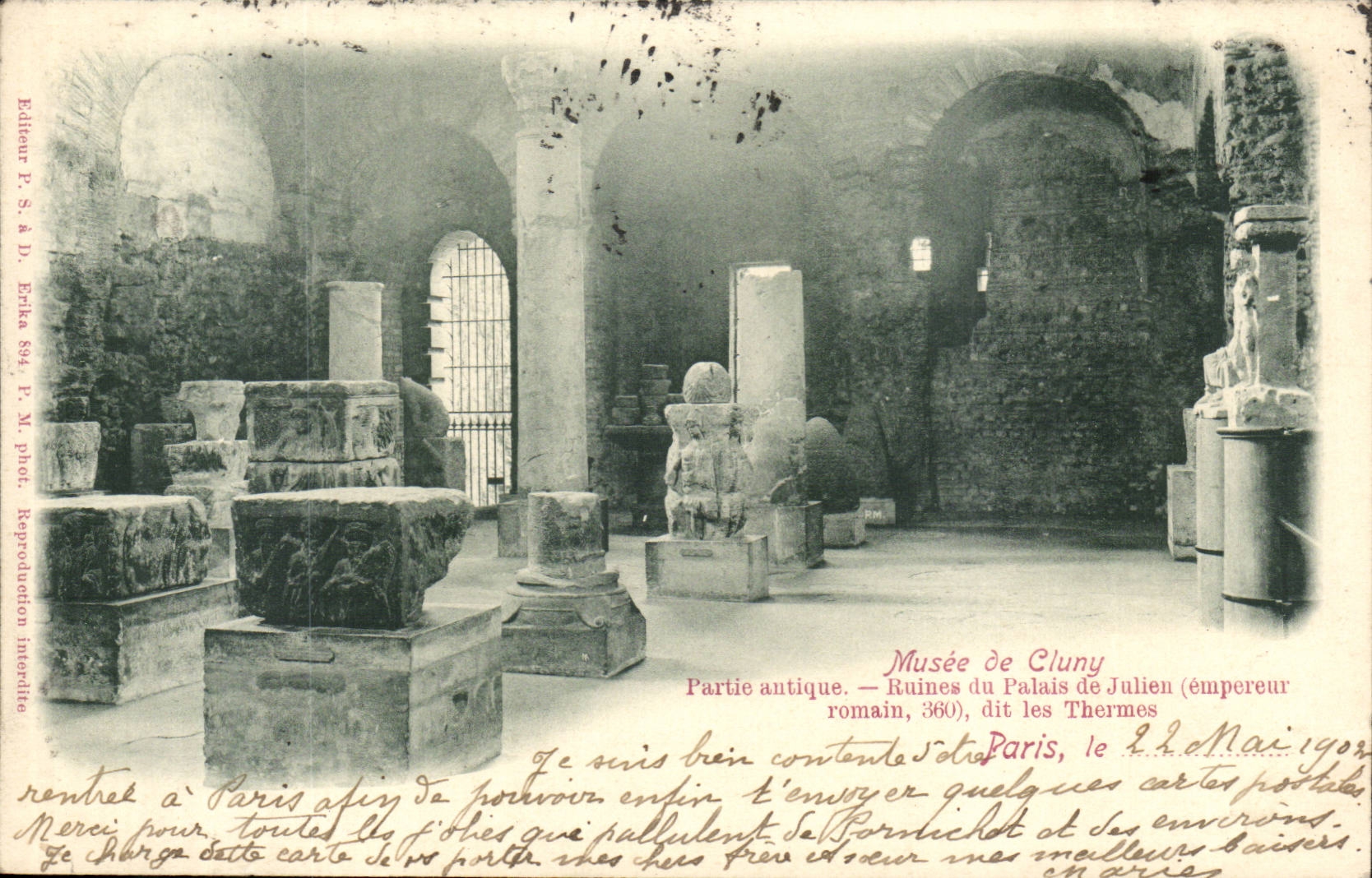 Paris CPA Museum of Cluny Left ancient Ruins the palate of Julien (Roman Emperor) known as Thermal baths