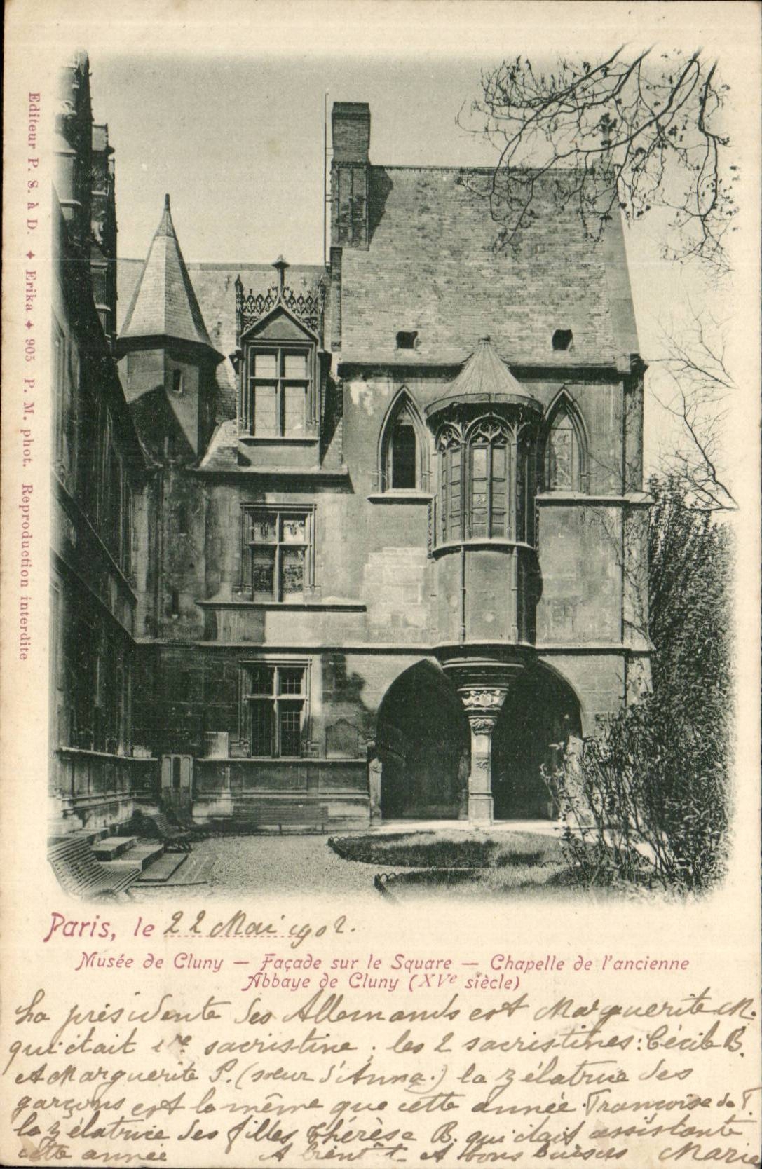 Paris CPA Museum of Cluny Frontage on the sqaure Vault of the old abbey of Cluny