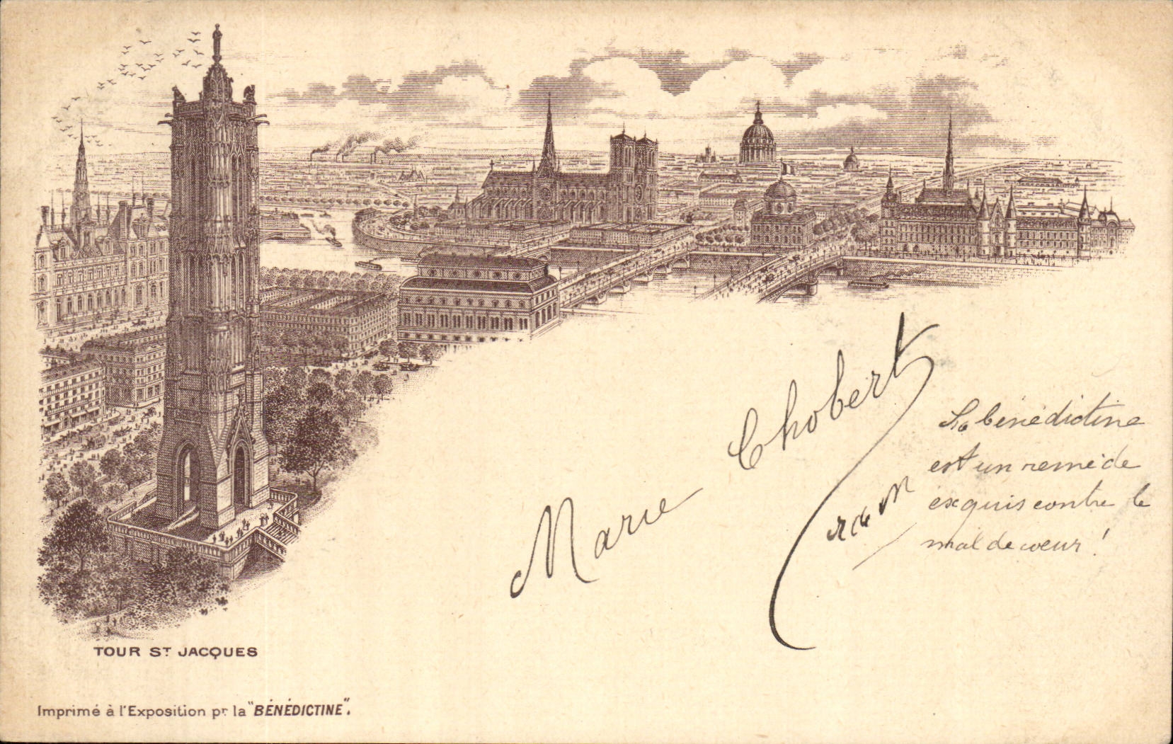 Paris CPA Tour St Jacques (publicite Benedictine)