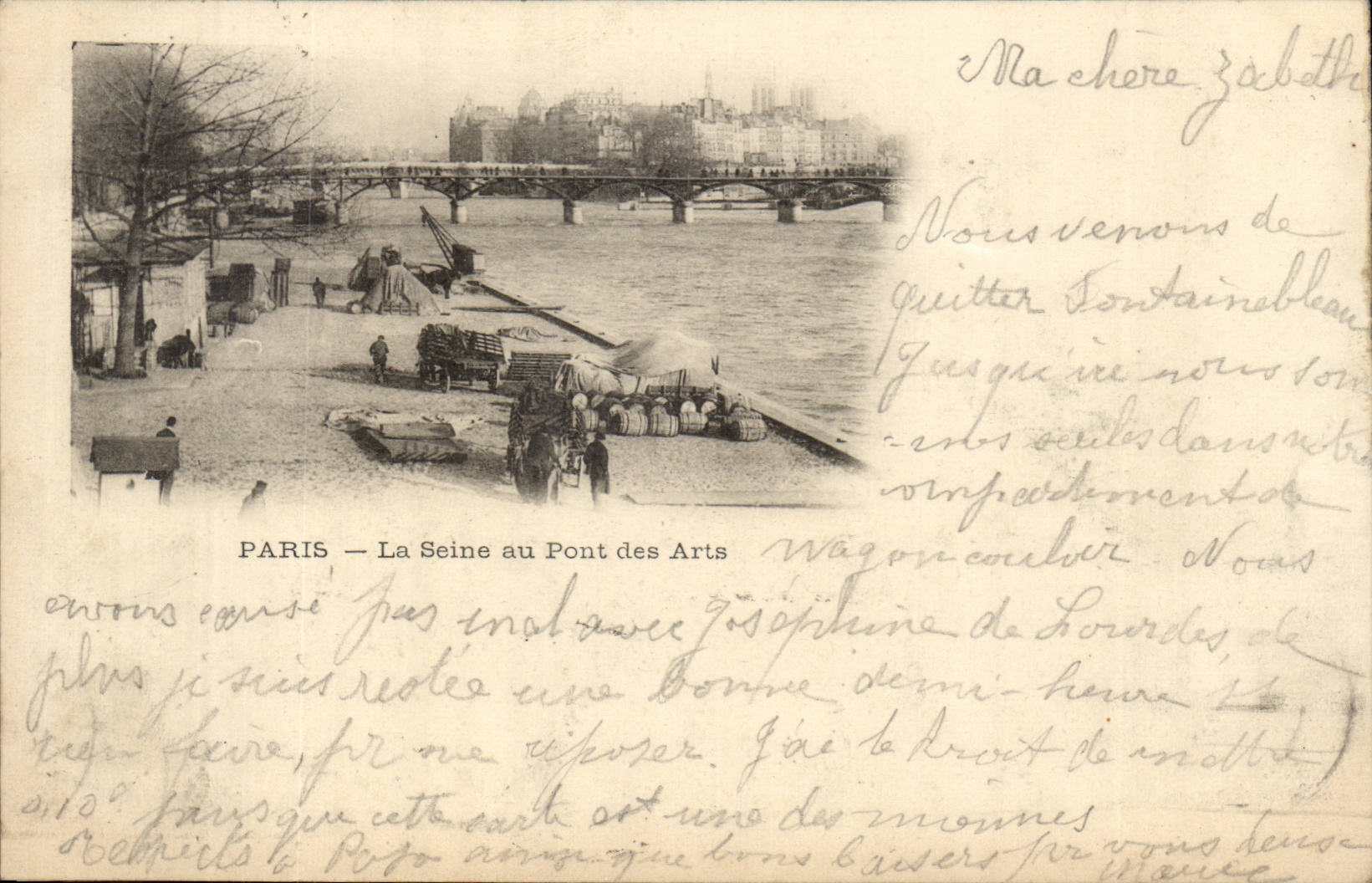 Paris CPA La Seine au Pont des Arts