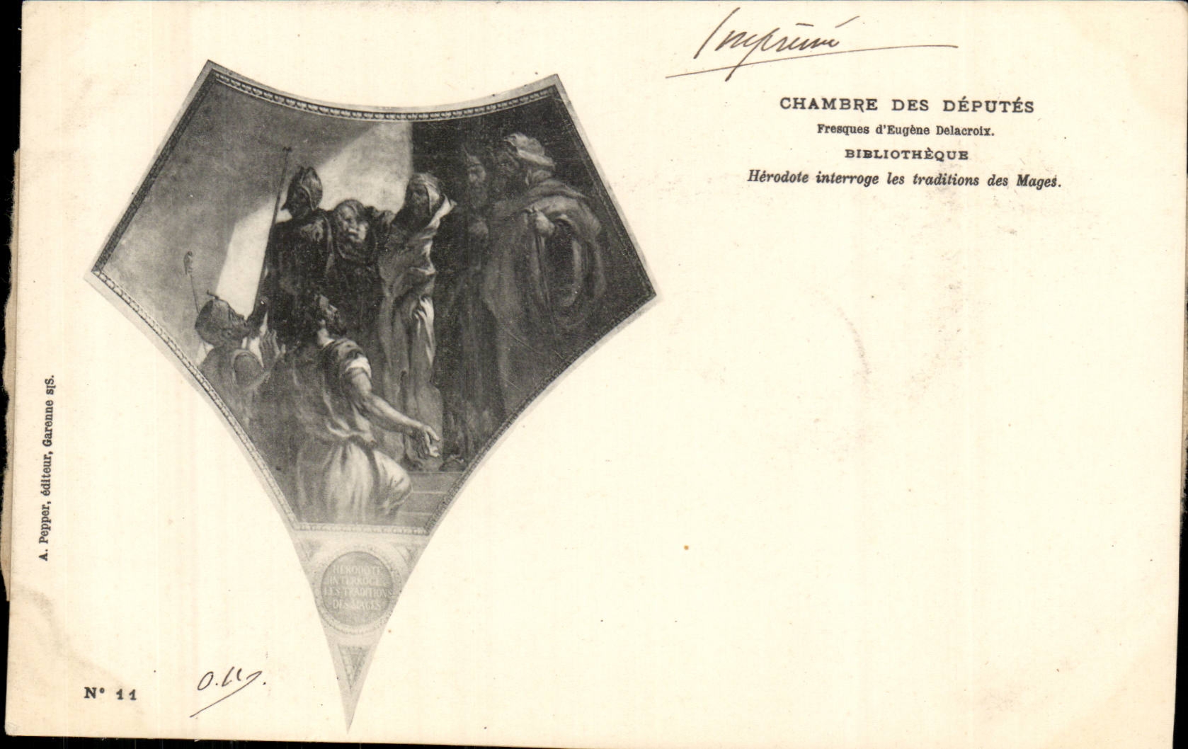 Paris CPA House of Commons BilbiothequeHerodote questions the traditions of the Magi (library)