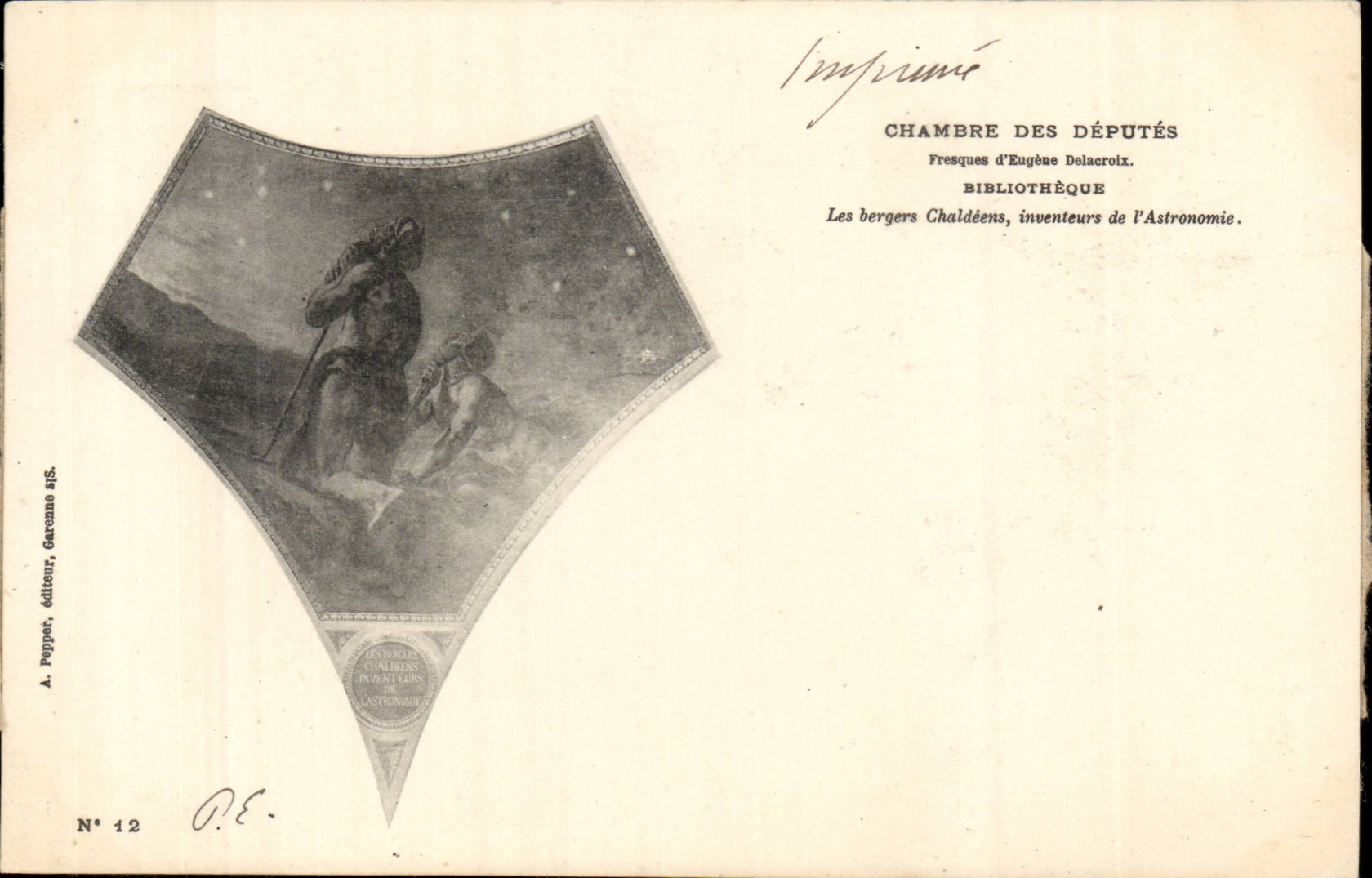 Paris CPA House of Commons Bilbiotheque the shepherds Chaldeens inventors of astronomy (library)