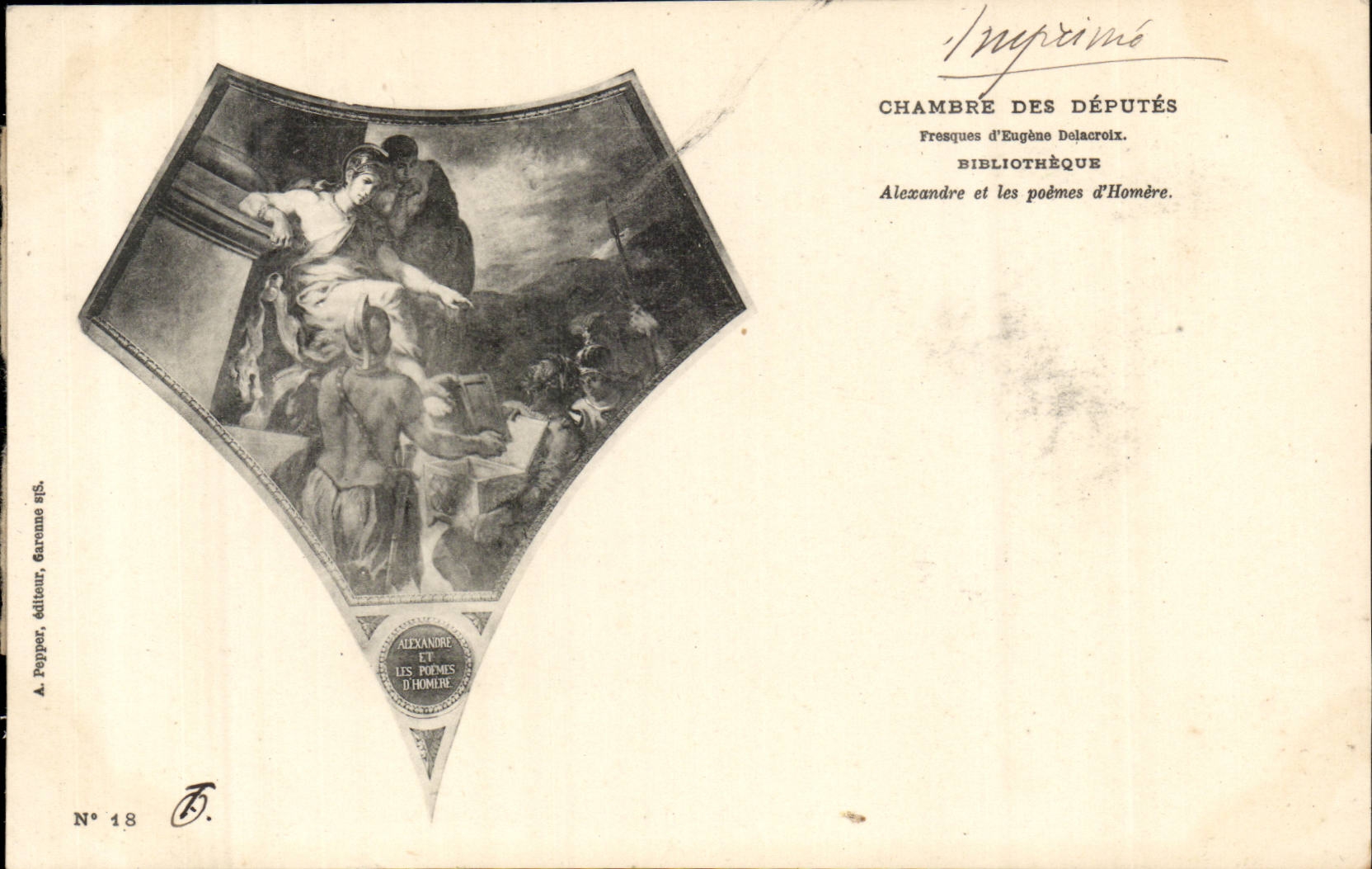 Paris CPA House of Commons BilbiothequeAlexandre and poems of Homere (library)