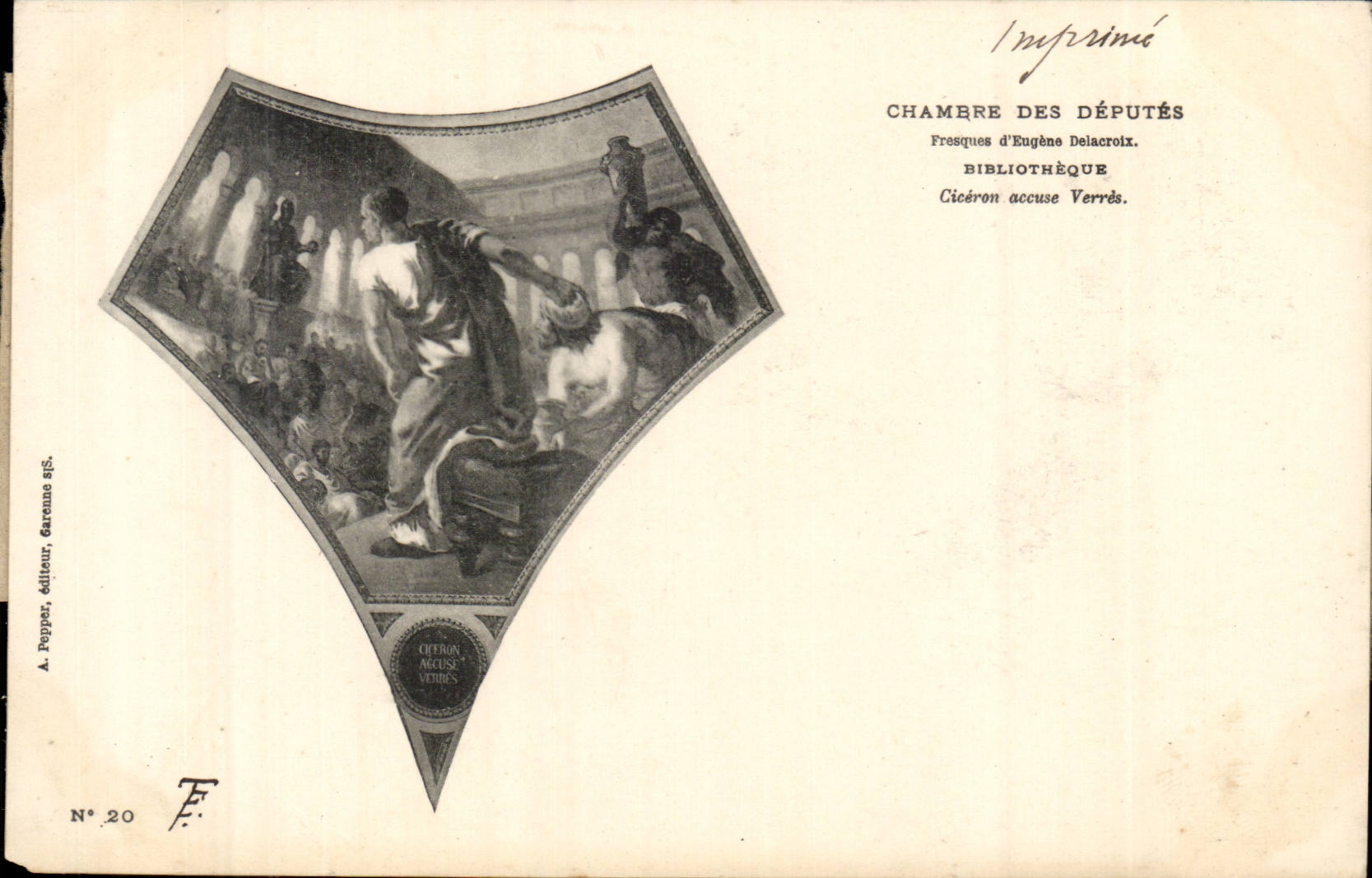 Paris CPA House of Commons BilbiothequeCiceron shows Verres (library)