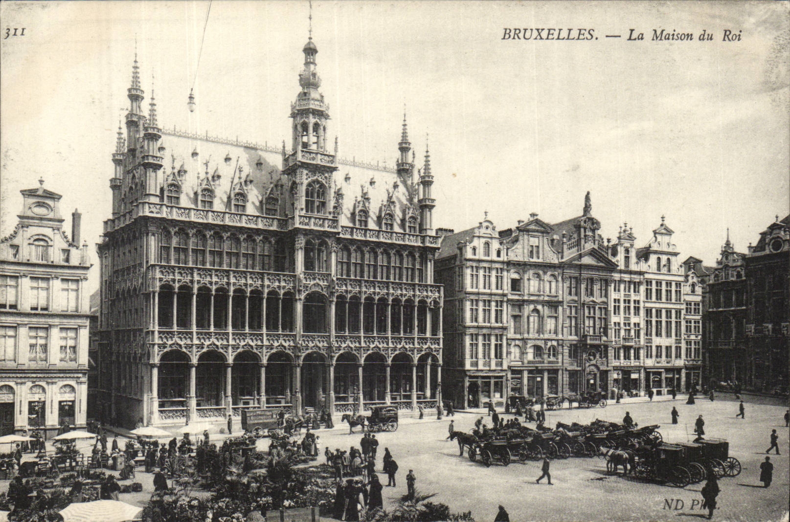 Belgie Belgium Brussels CPA the house of the king (market)