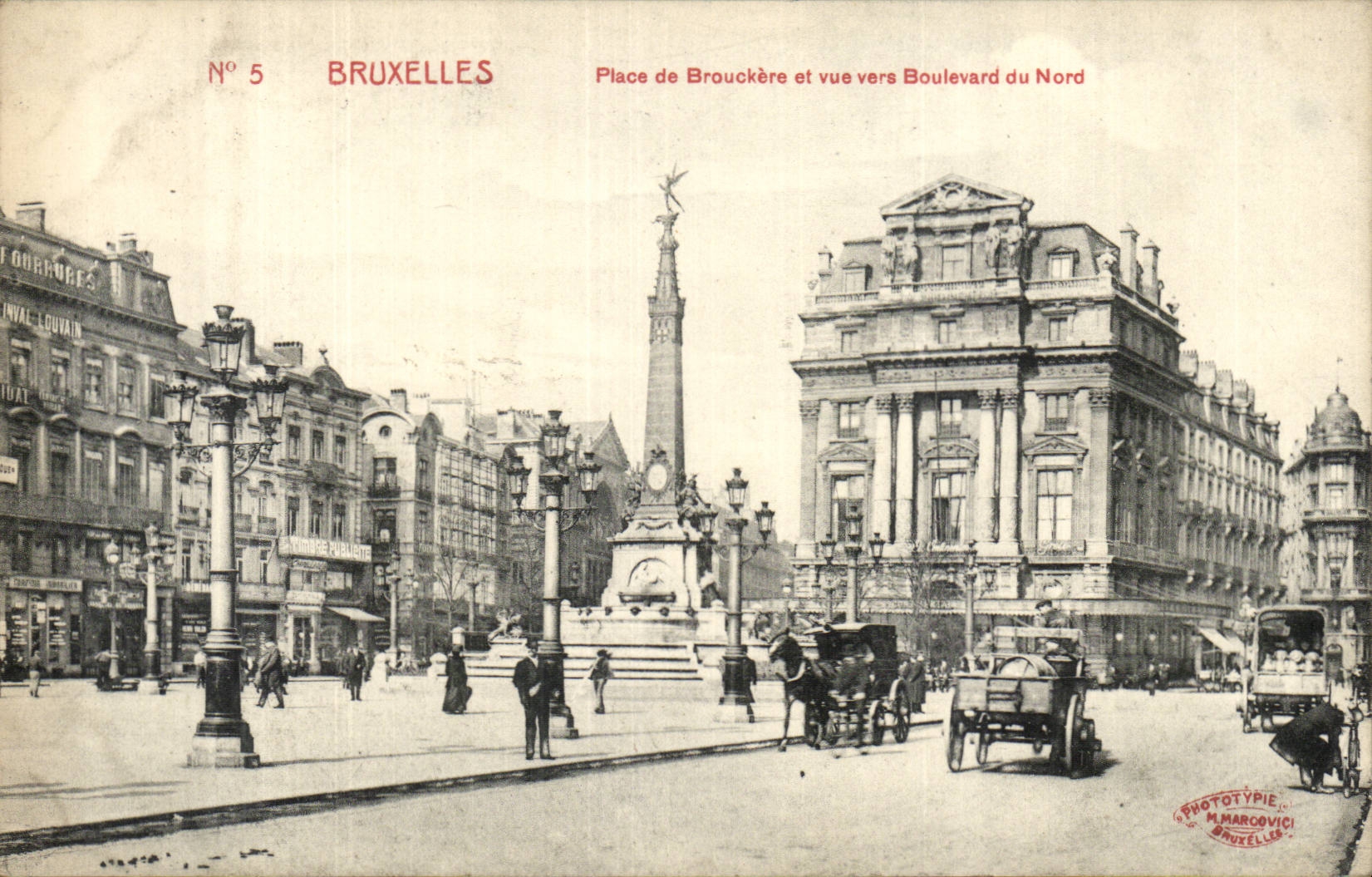 Belgie Belgium Brussels CPA Places of Brouckere E seen towards the boulevard of North