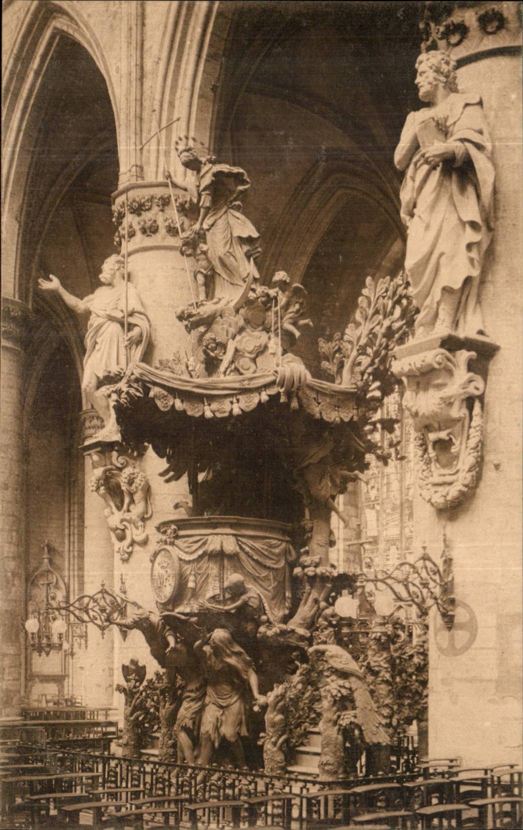 Belgie Belgium Brussels CPA the pulpit has Sainte Gudule